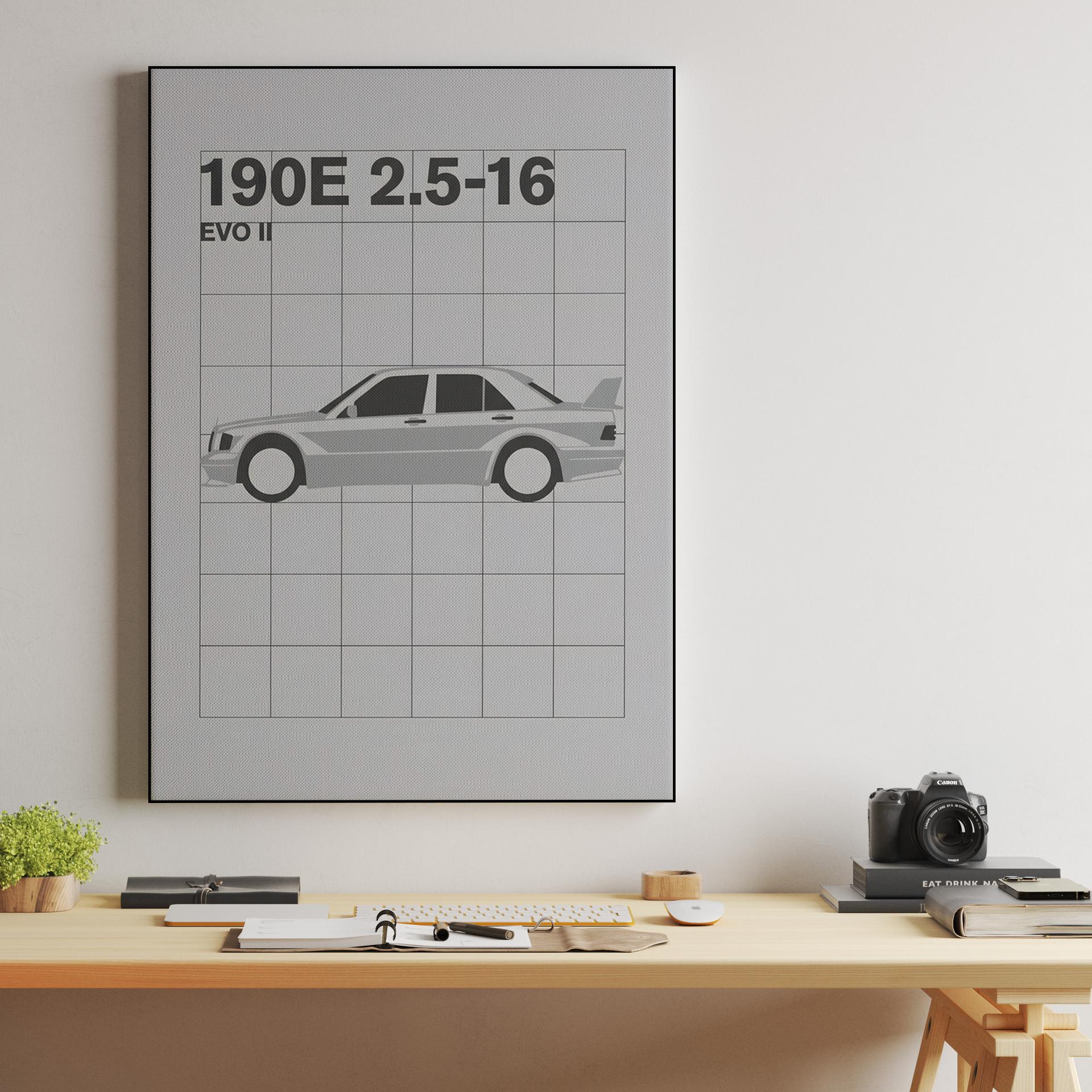 Mercedes 190E Evolution II Minimalist Technical Profile