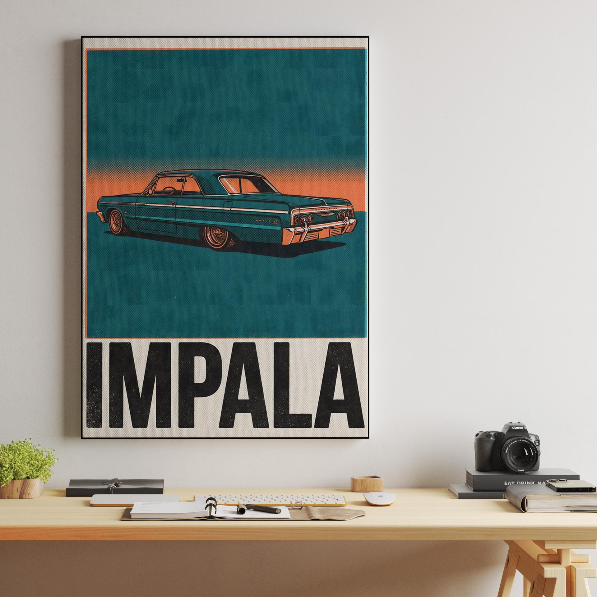 Vintage Teal Impala Poster