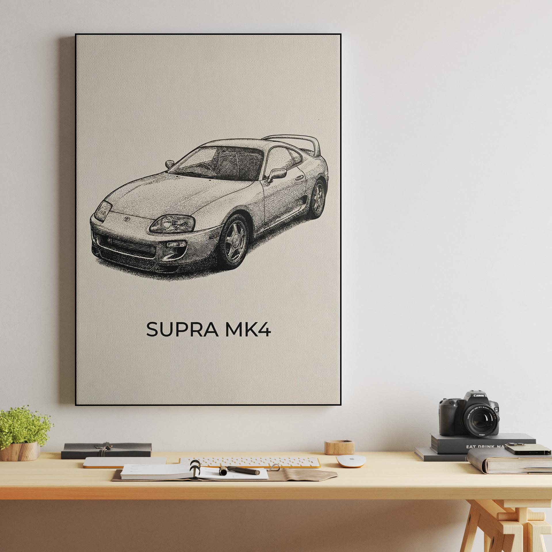 Toyota Supra MK4 Stippling Illustration
