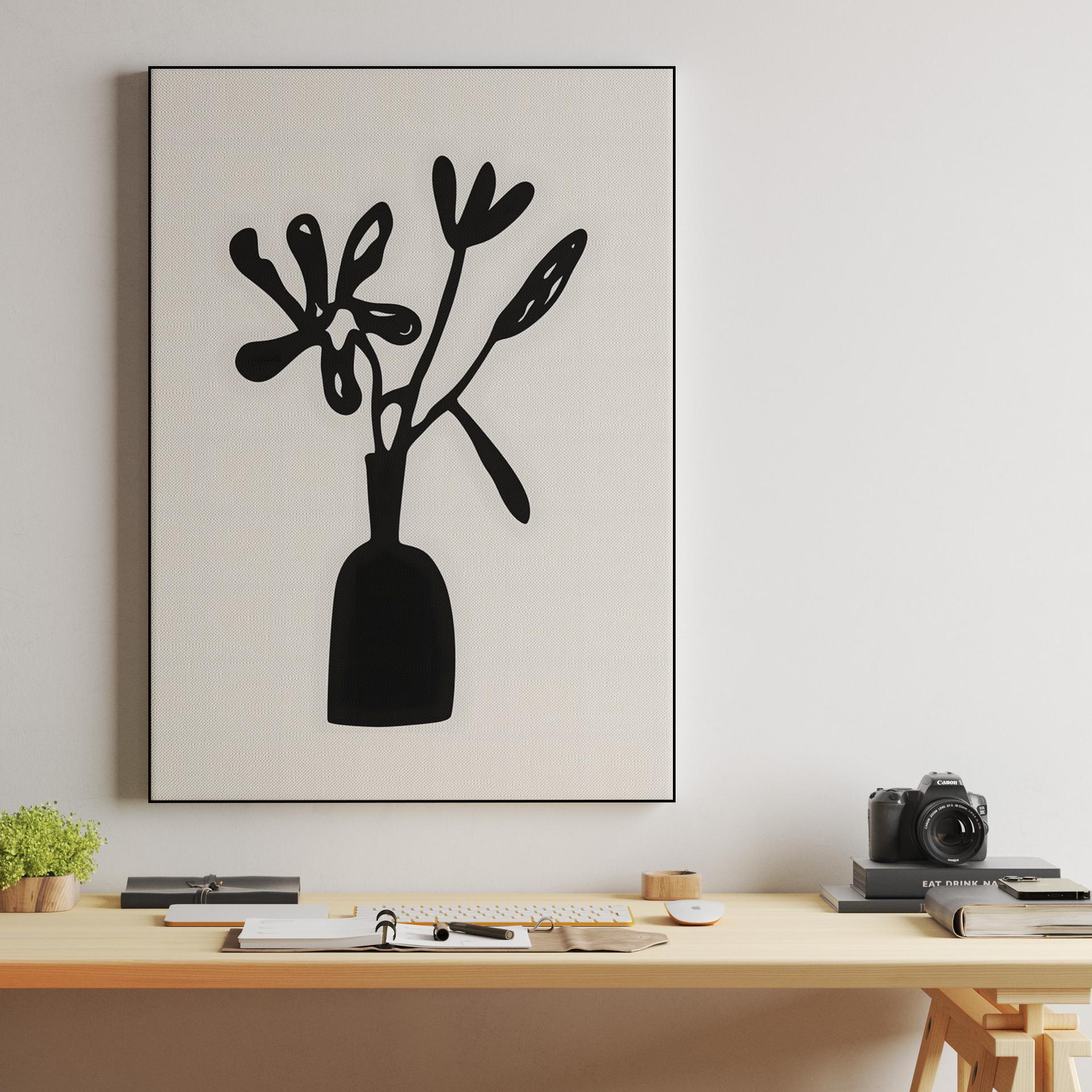 Minimalist Black Flower Cutout