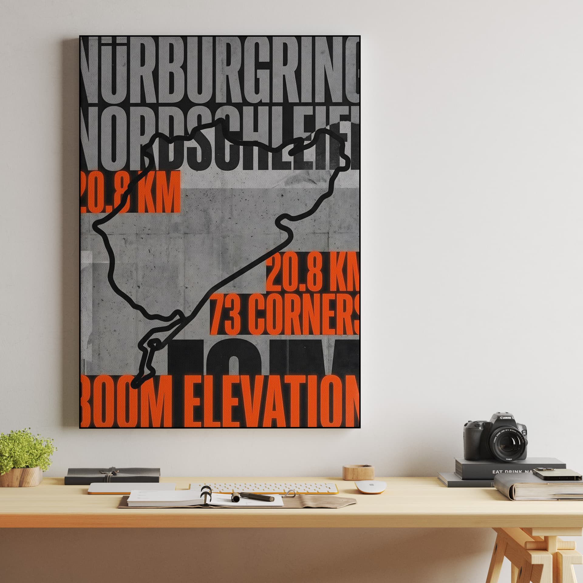 Nürburgring Nordschleife Industrial Typography Track Map