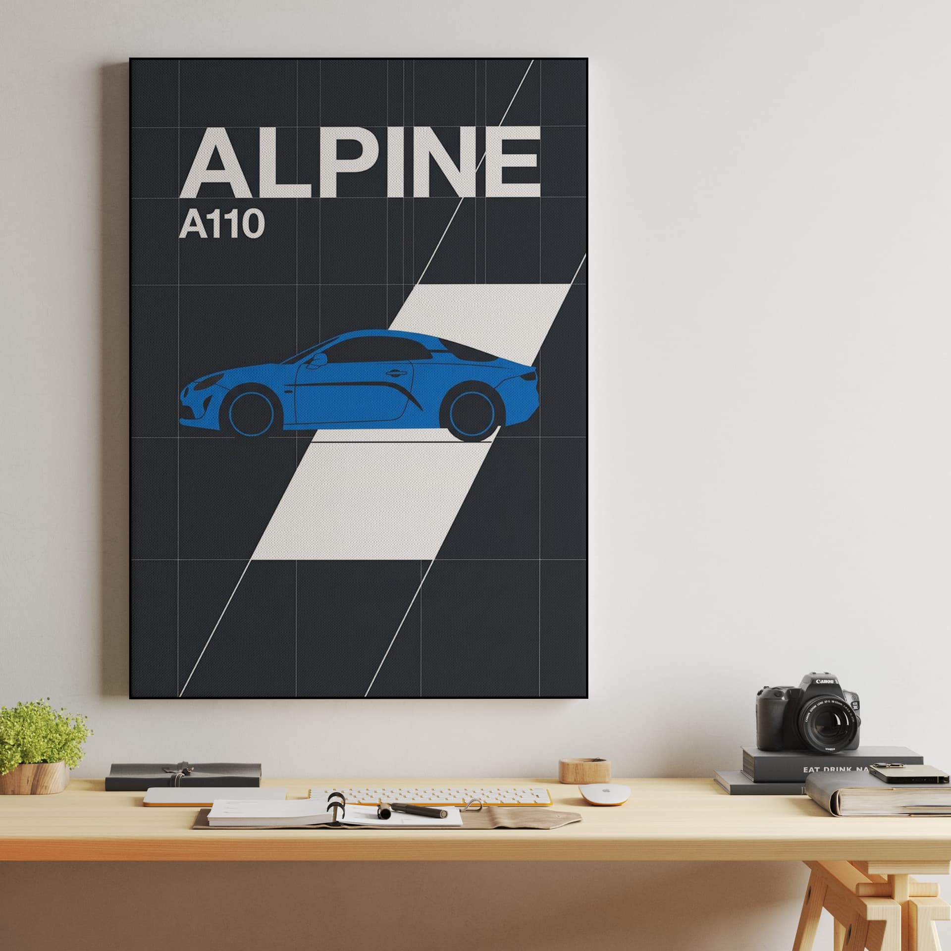 Alpine A110 Minimalist Grid Graphic