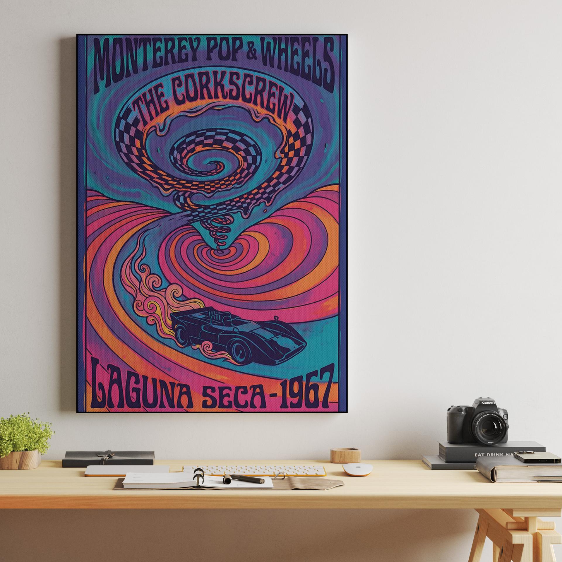 Psychedelic Corkscrew: Laguna Seca 1967 Vintage Racing Poster