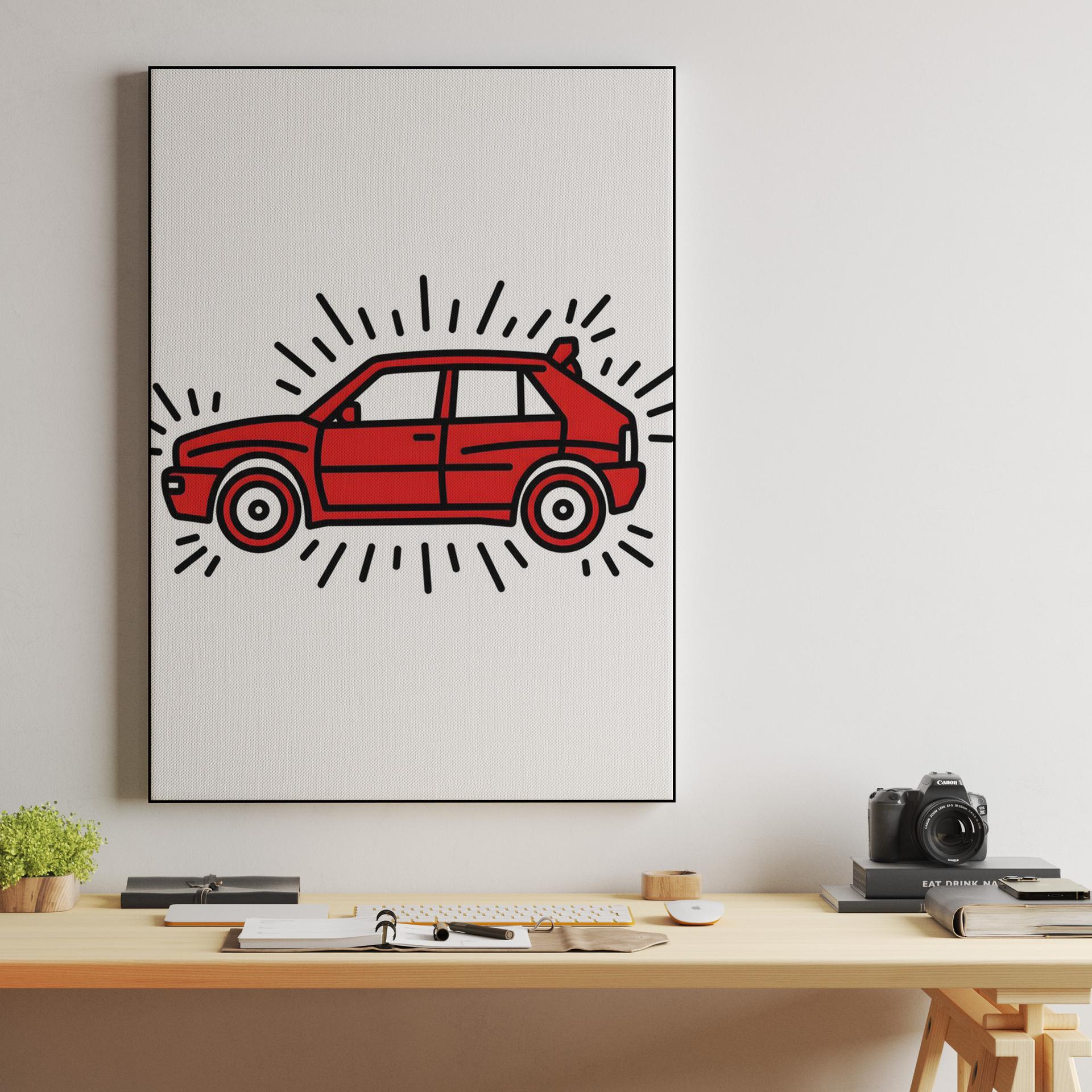 Lancia Delta Integrale: Vibrant Red Doodle