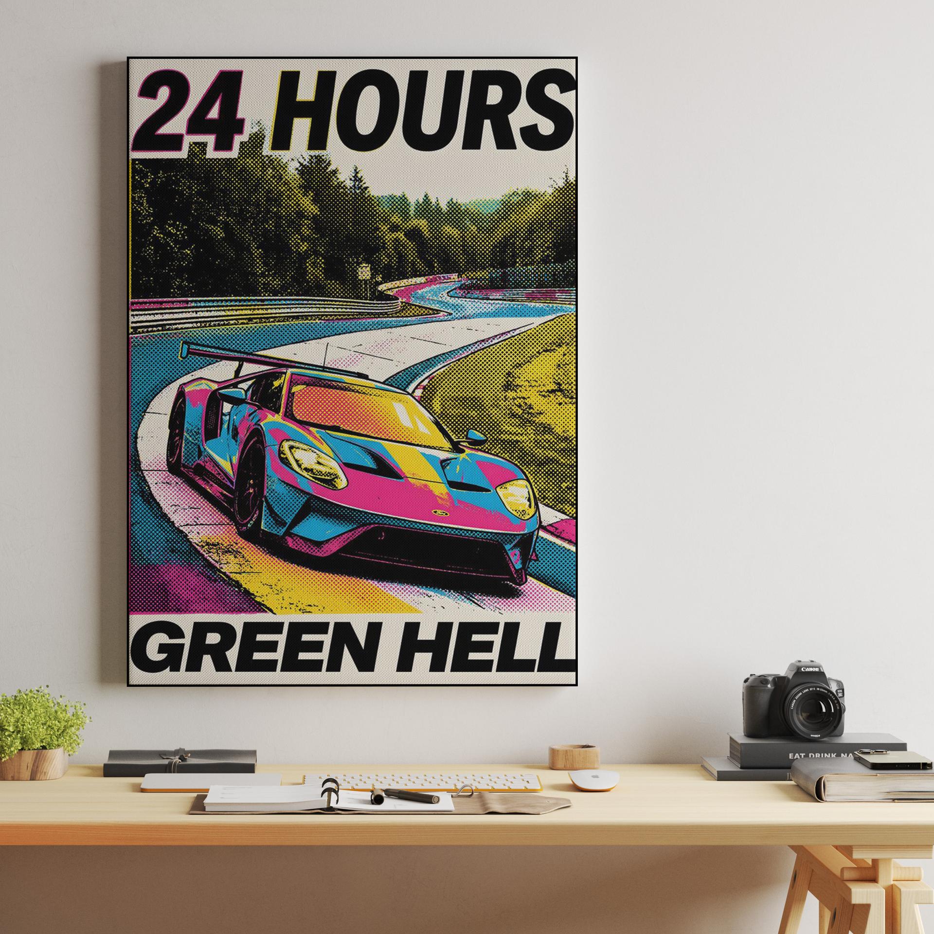 Nürburgring 24h Neon Pulse: Ford GT Green Hell Poster