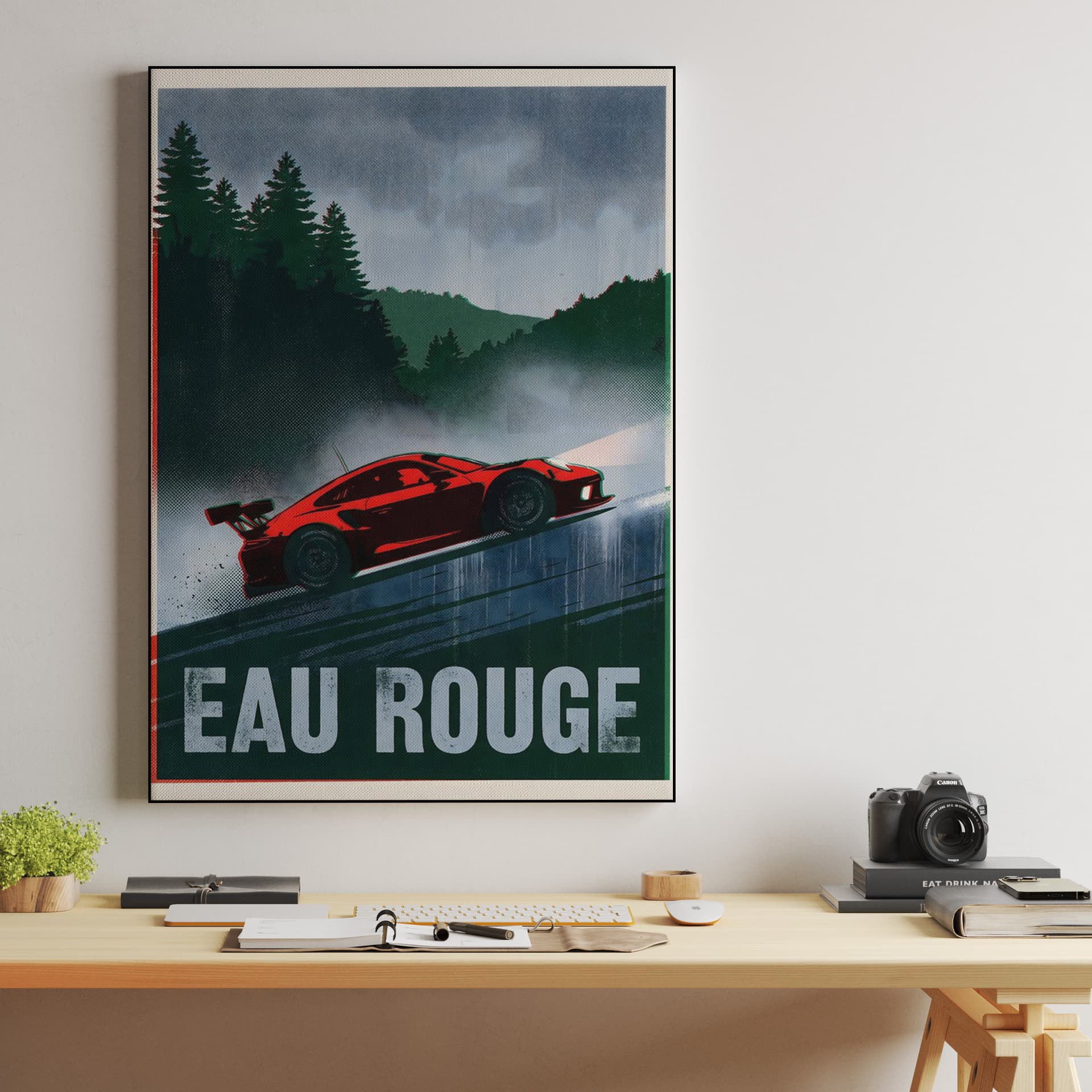 Eau Rouge Ascent Porsche 911 GT3 R Vintage Poster