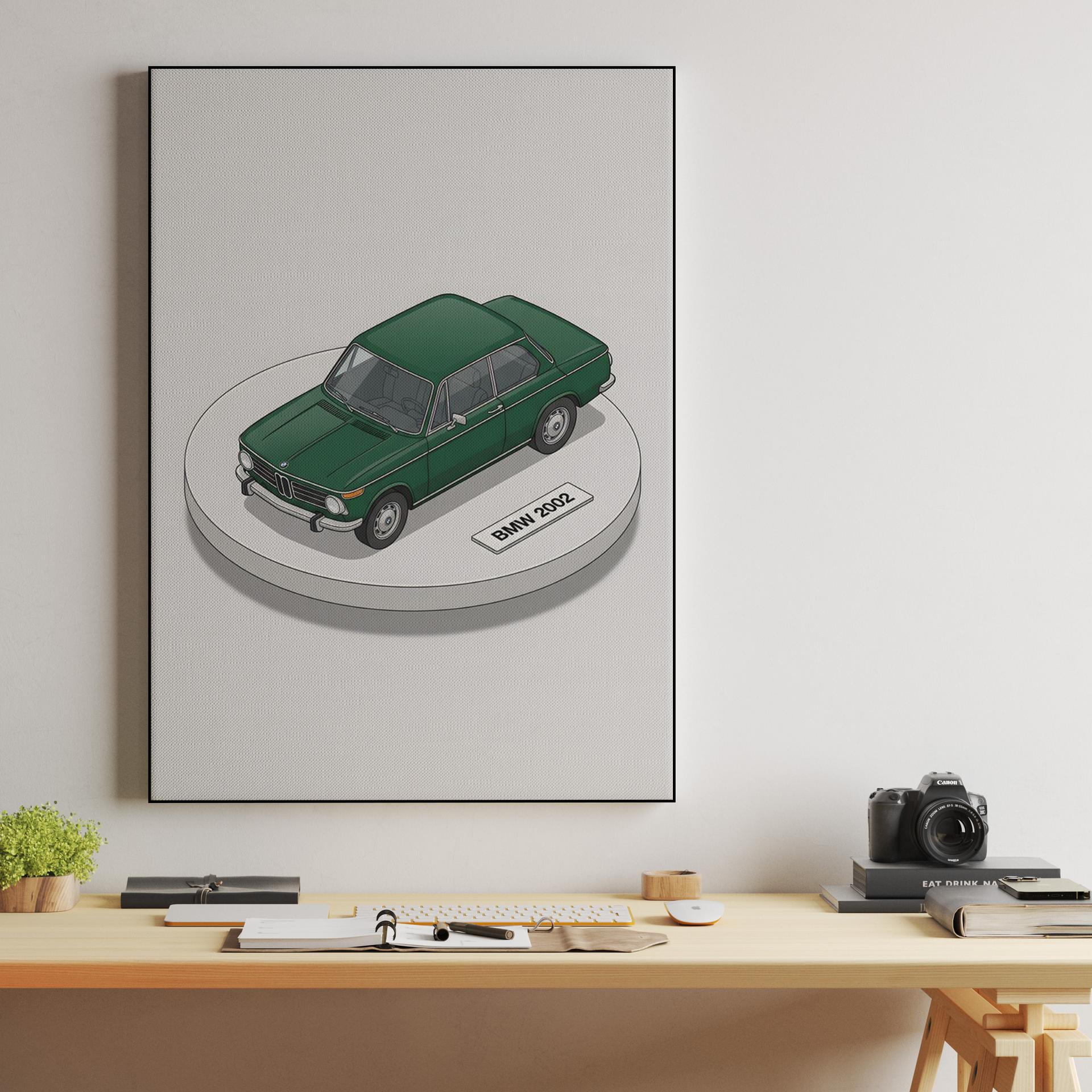 BMW 2002 Isometric Miniature Diorama - Green