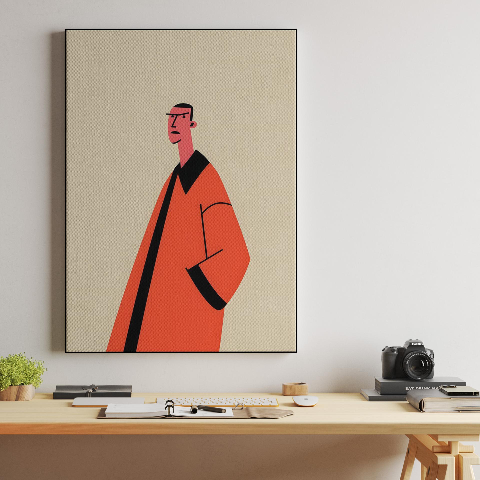 Stylized Man in Orange Coat