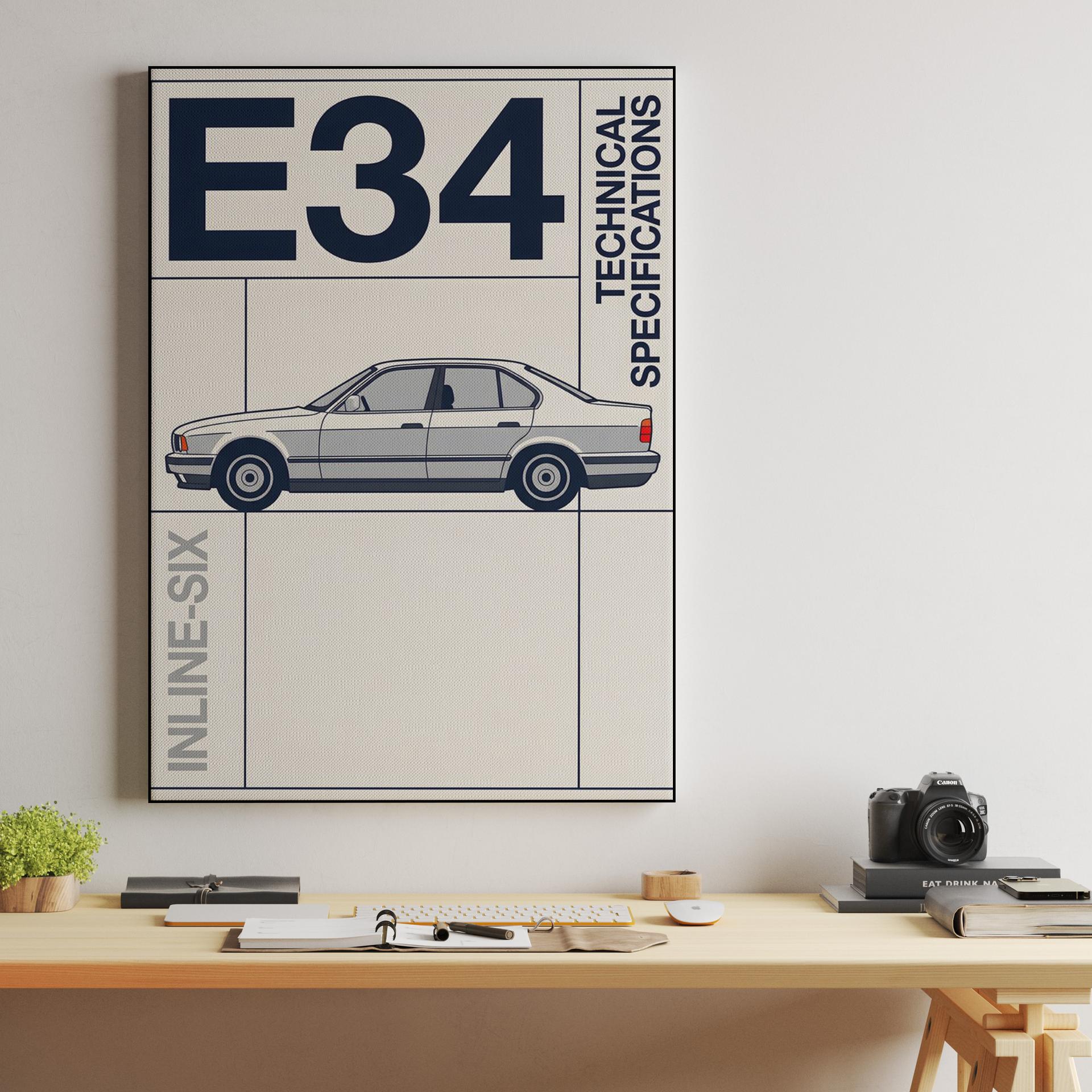 BMW E34 Technical Profile Illustration