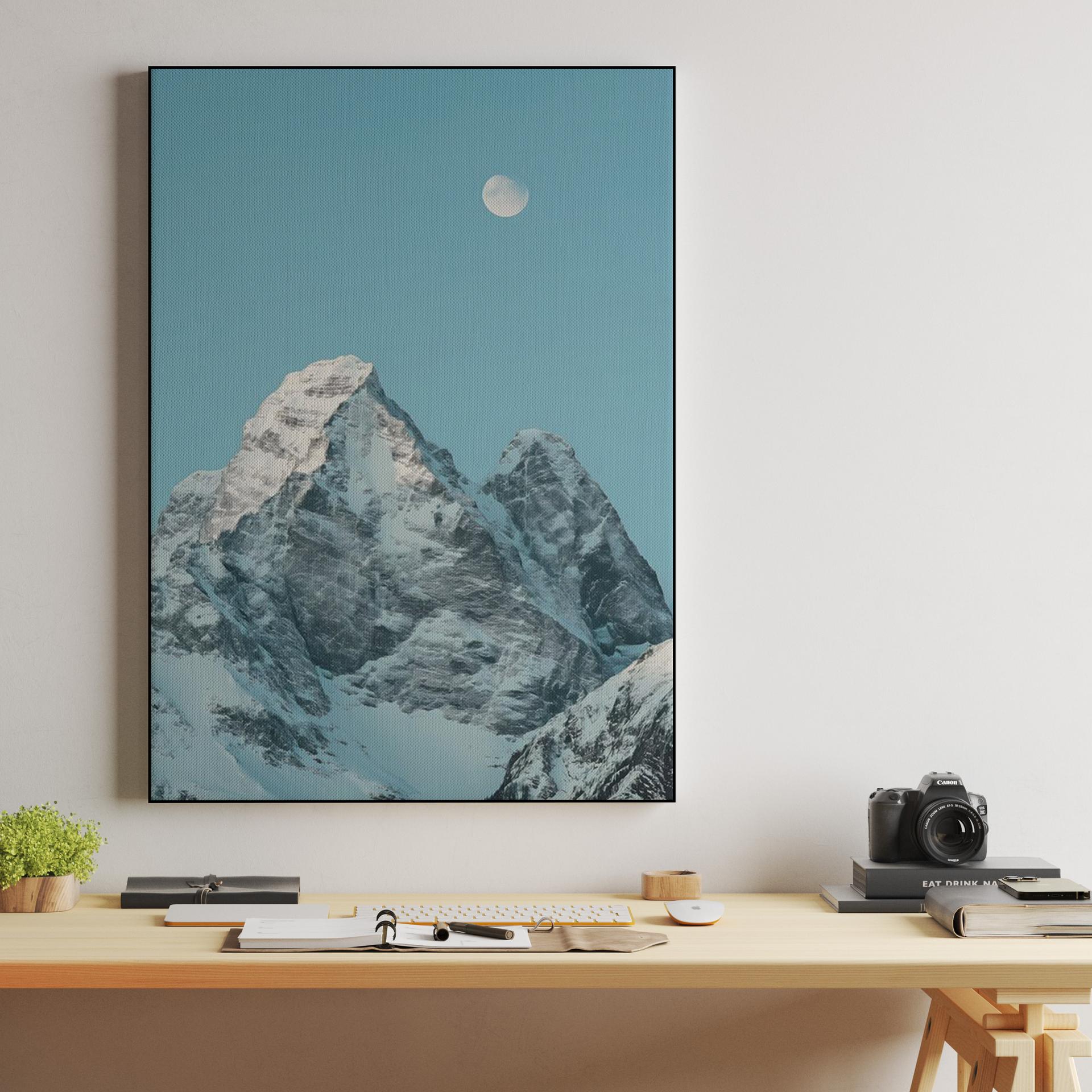 Moon Over Snowy Summit