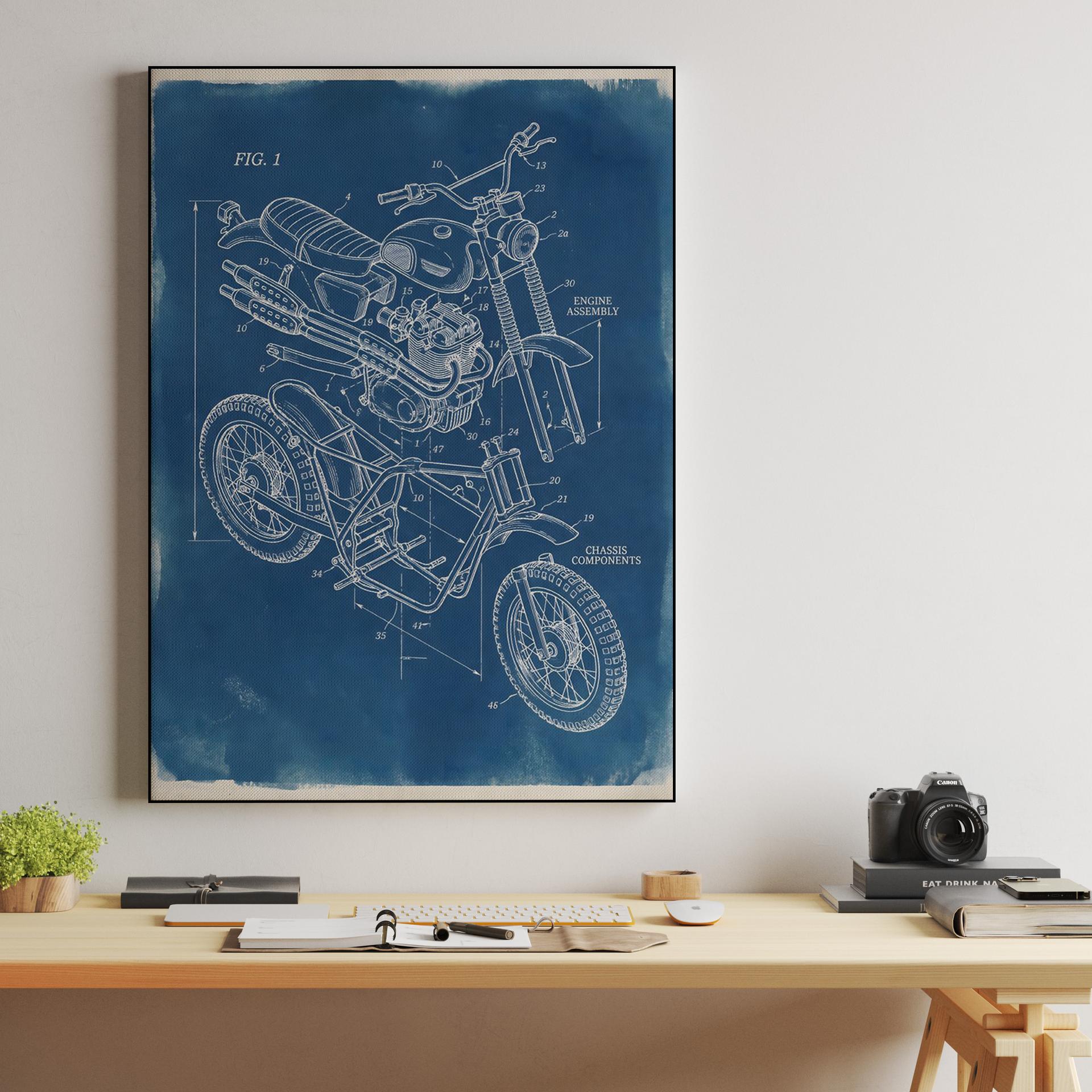 Mechanical Heritage: Vintage Scrambler Exploded Blueprint