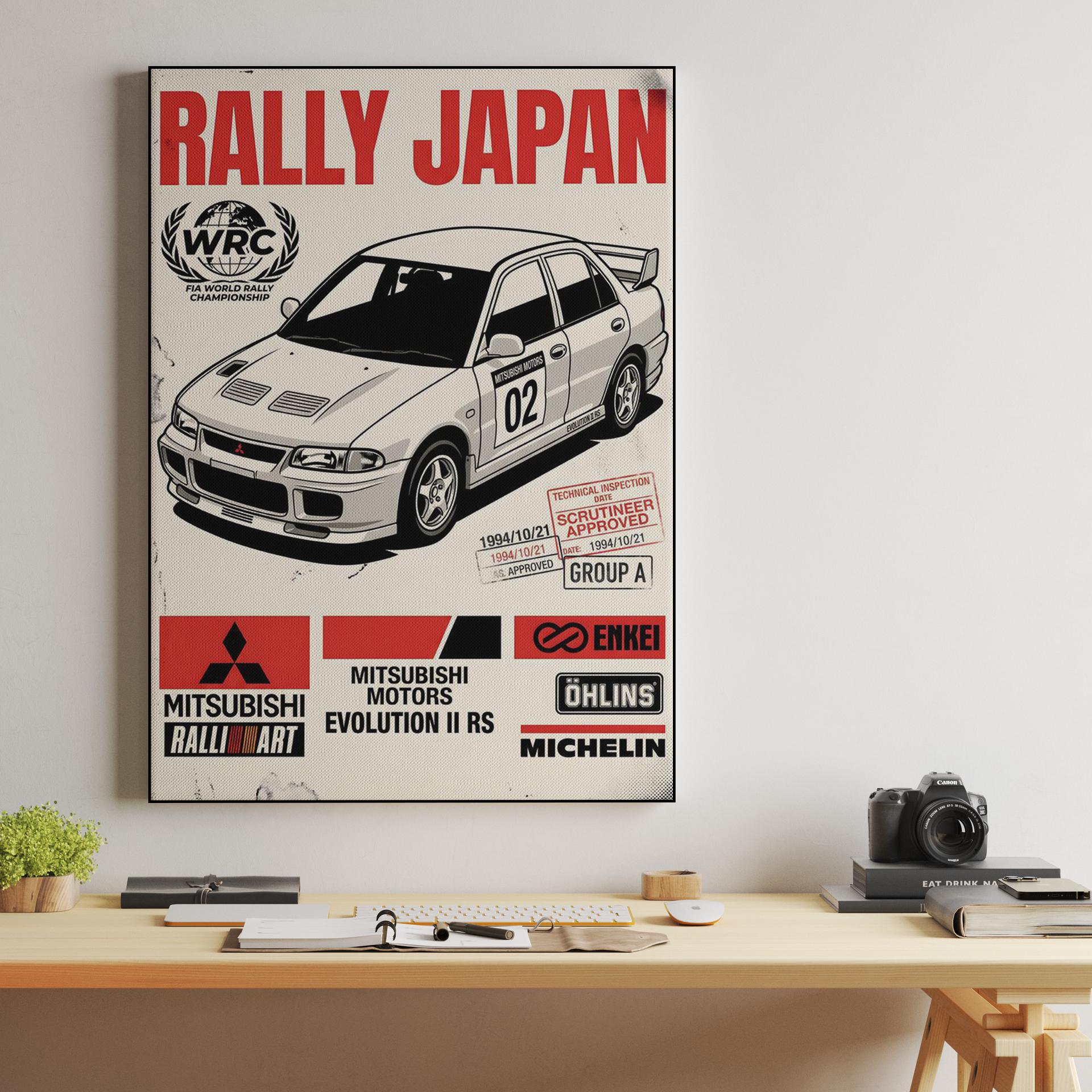 Mitsubishi Lancer Evolution II RS Rally Japan Poster