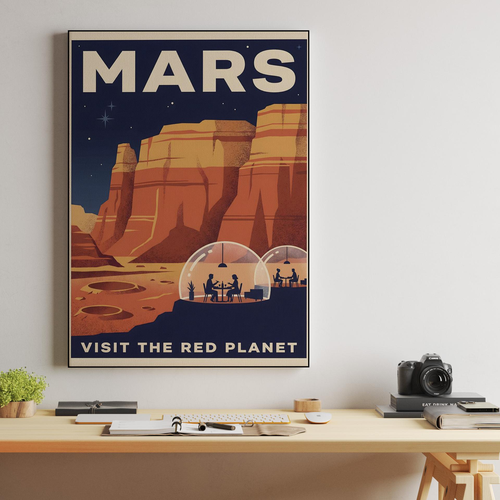 Visit Mars Retro Space Travel Poster