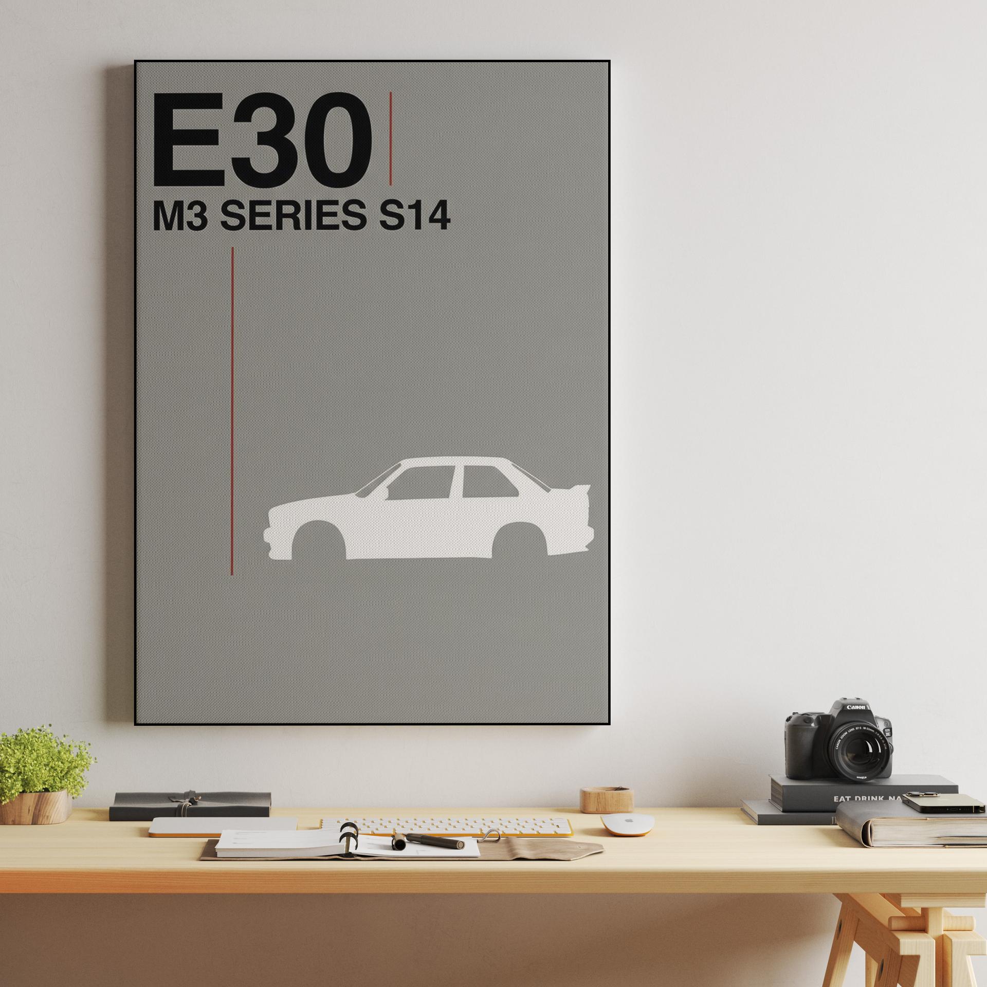BMW E30 M3 White Silhouette Graphic