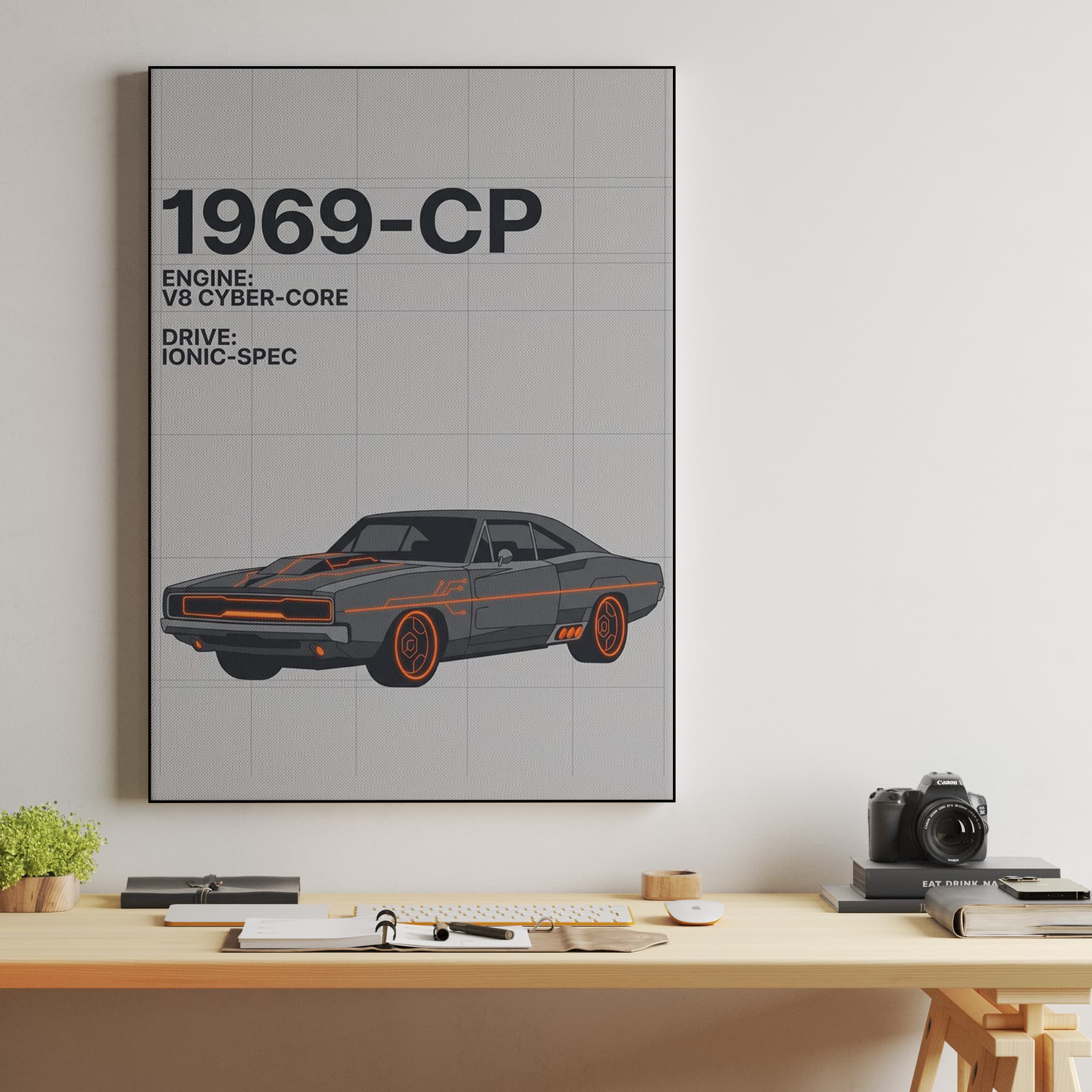 1969-CP Dodge Charger Cyberpunk Technical Poster