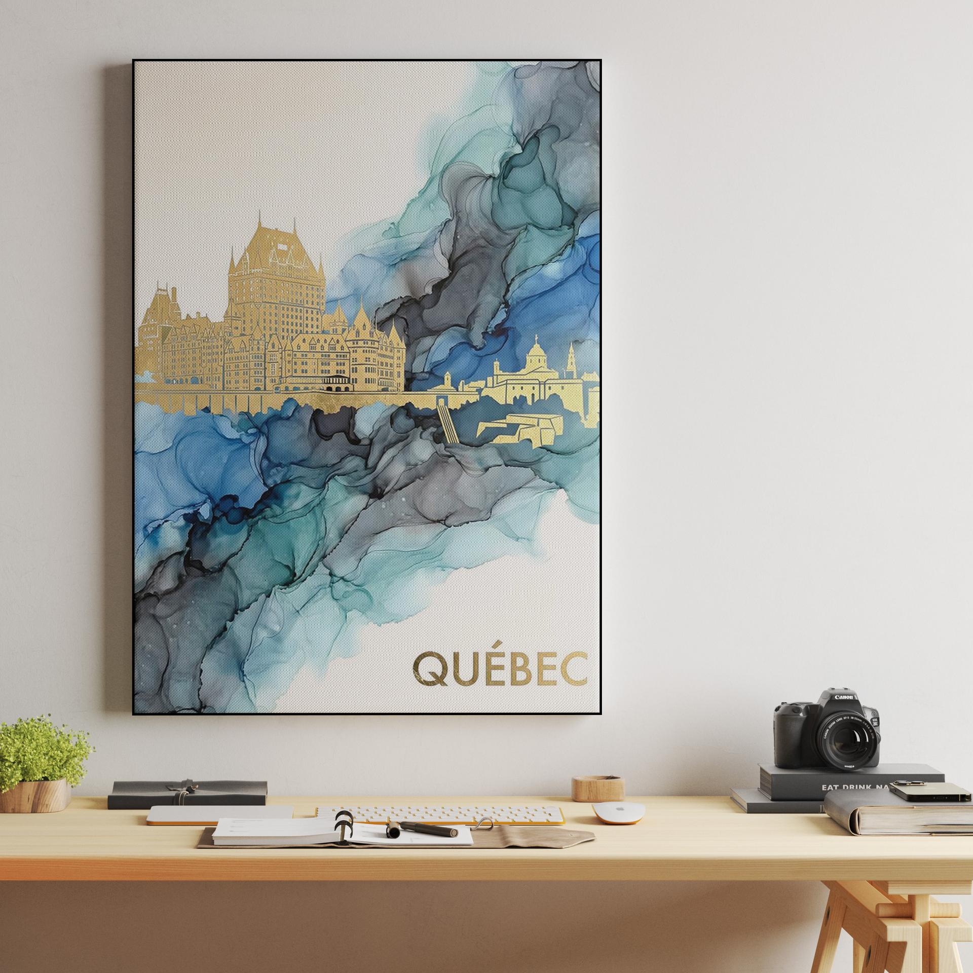 Golden Horizon: Quebec City Alcohol Ink Fusion