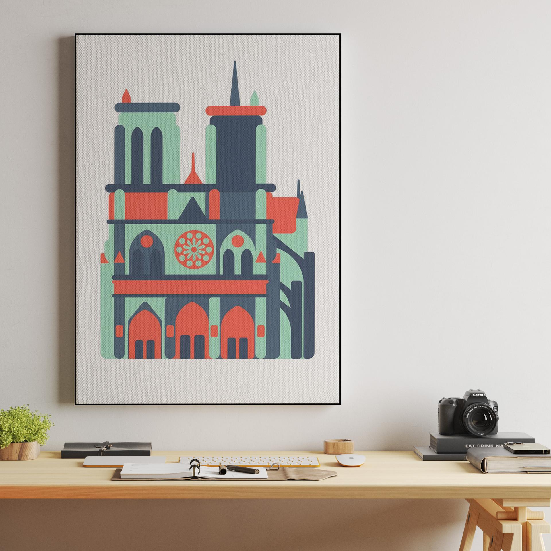 Notre-Dame Paris Flat Art Illustration