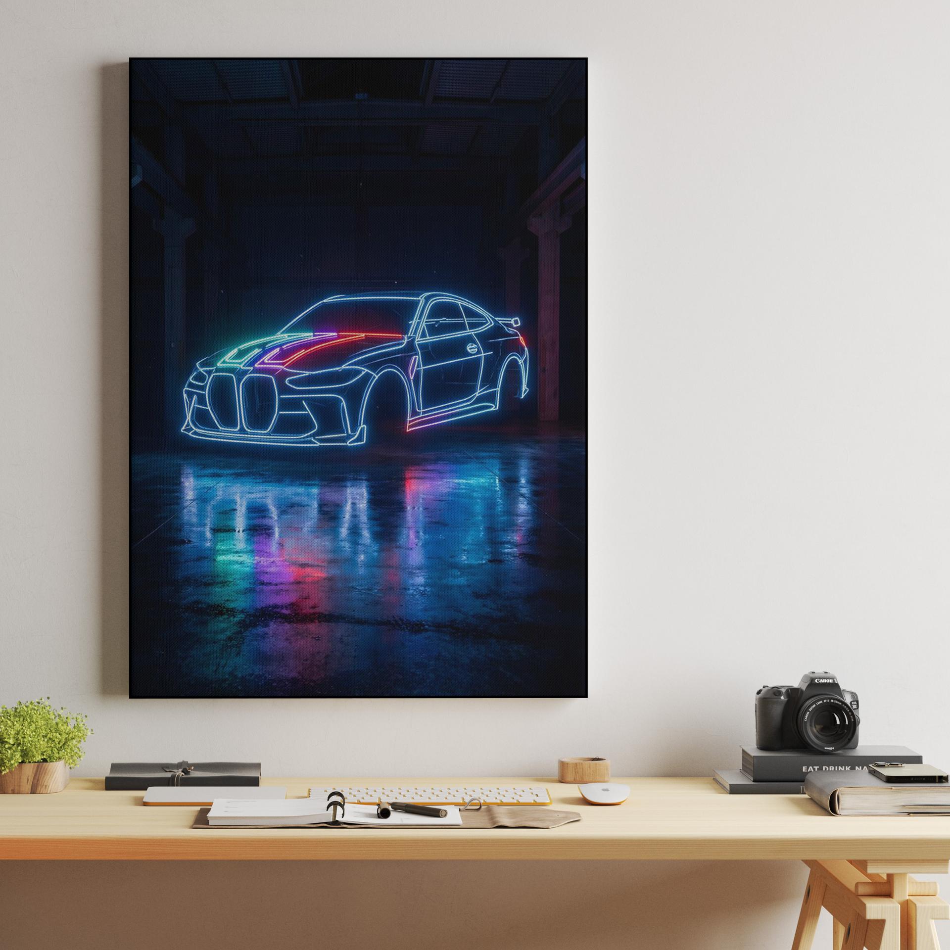 BMW M4 Neon Wireframe