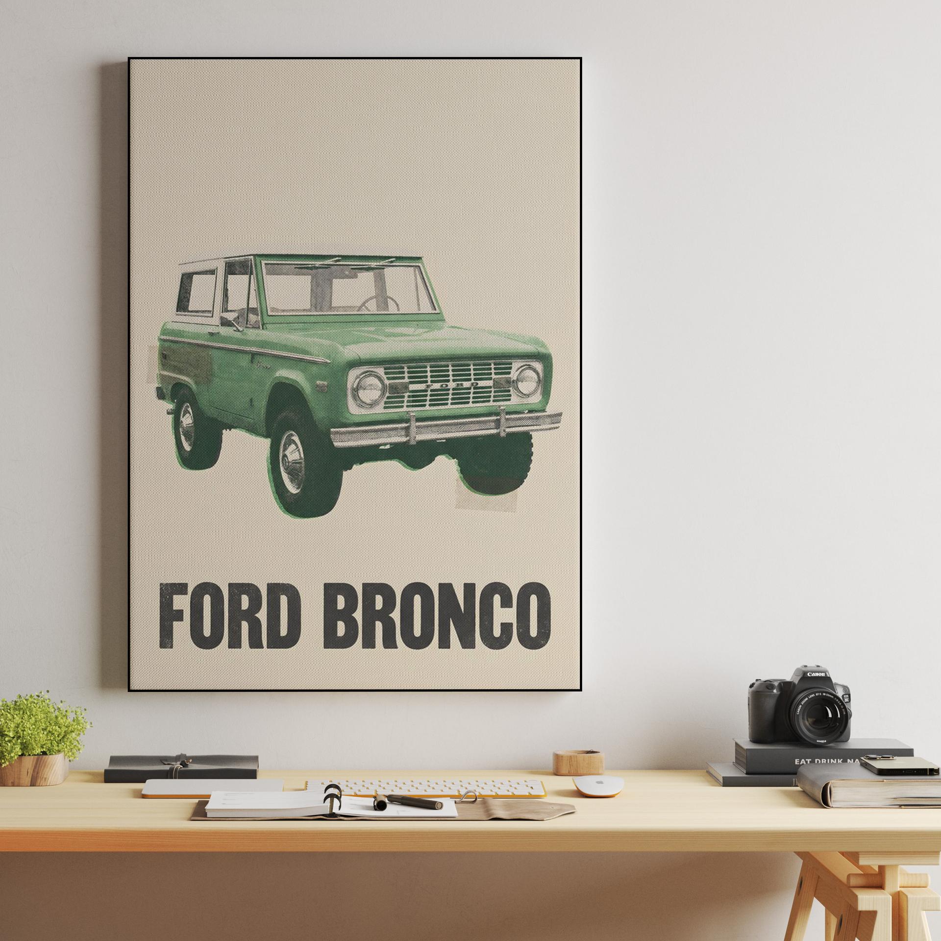 Vintage Green Bronco Collage Graphic