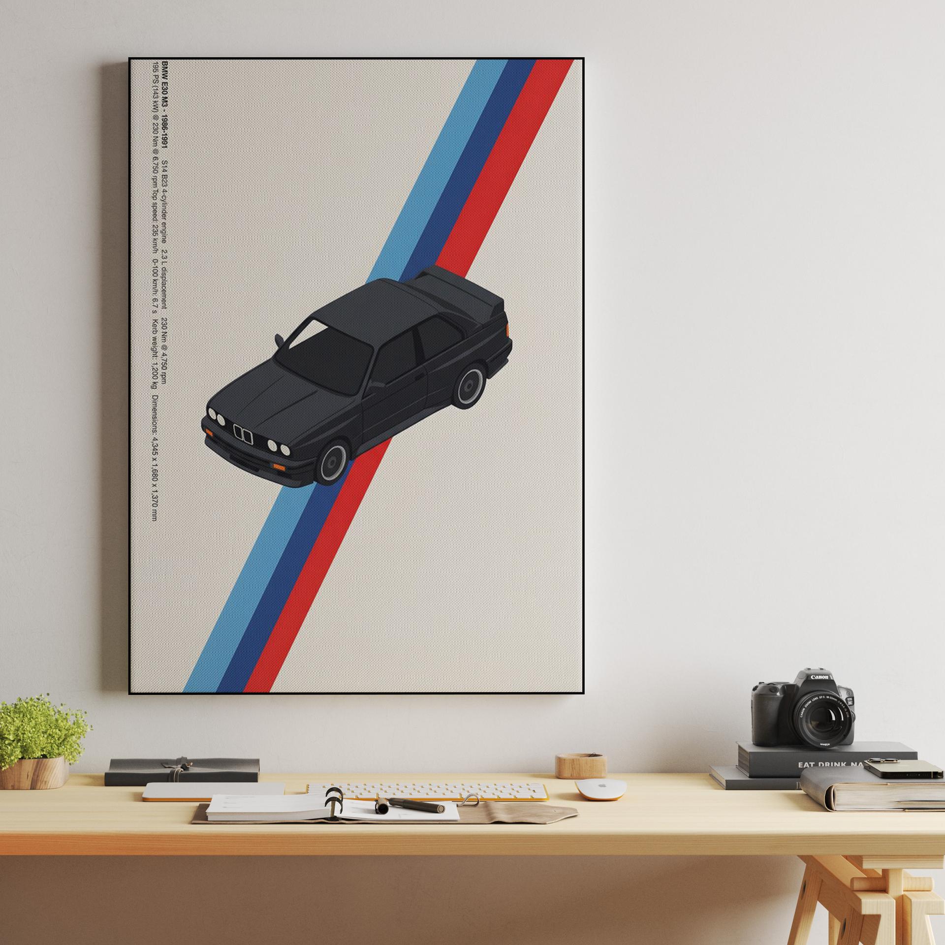 BMW E30 M3 Isometric Specs Poster