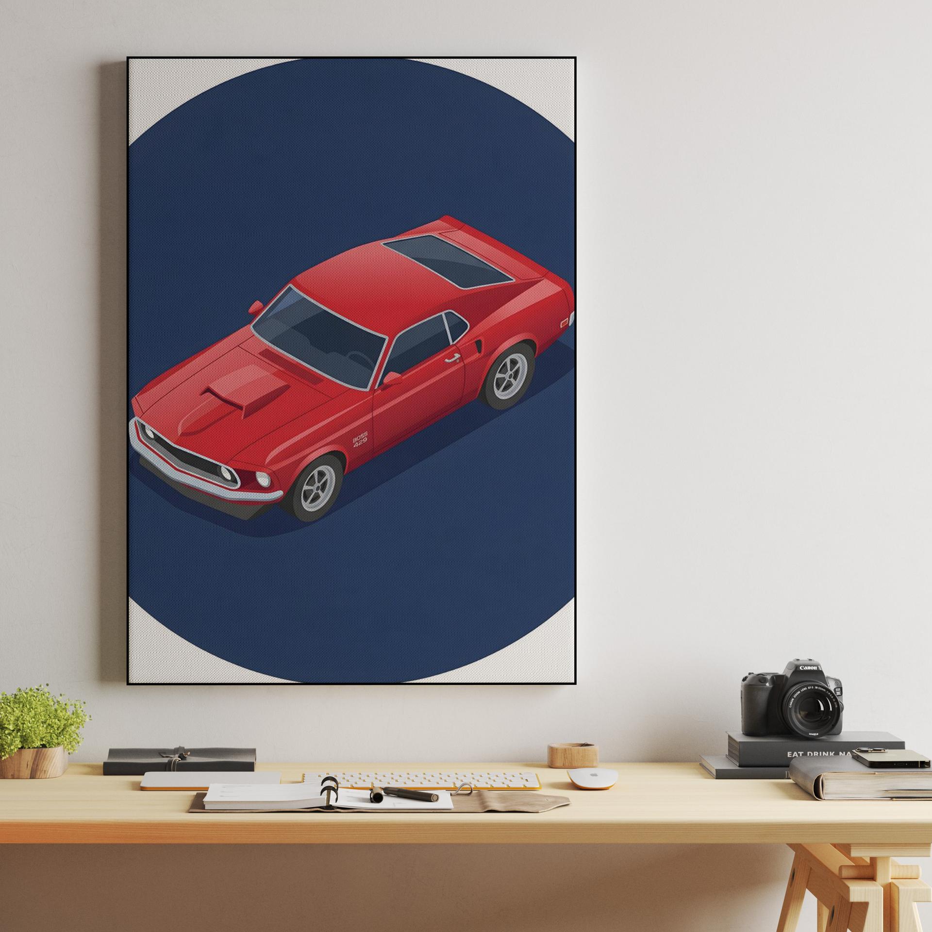 Red Mustang Boss 429 Isometric Illustration