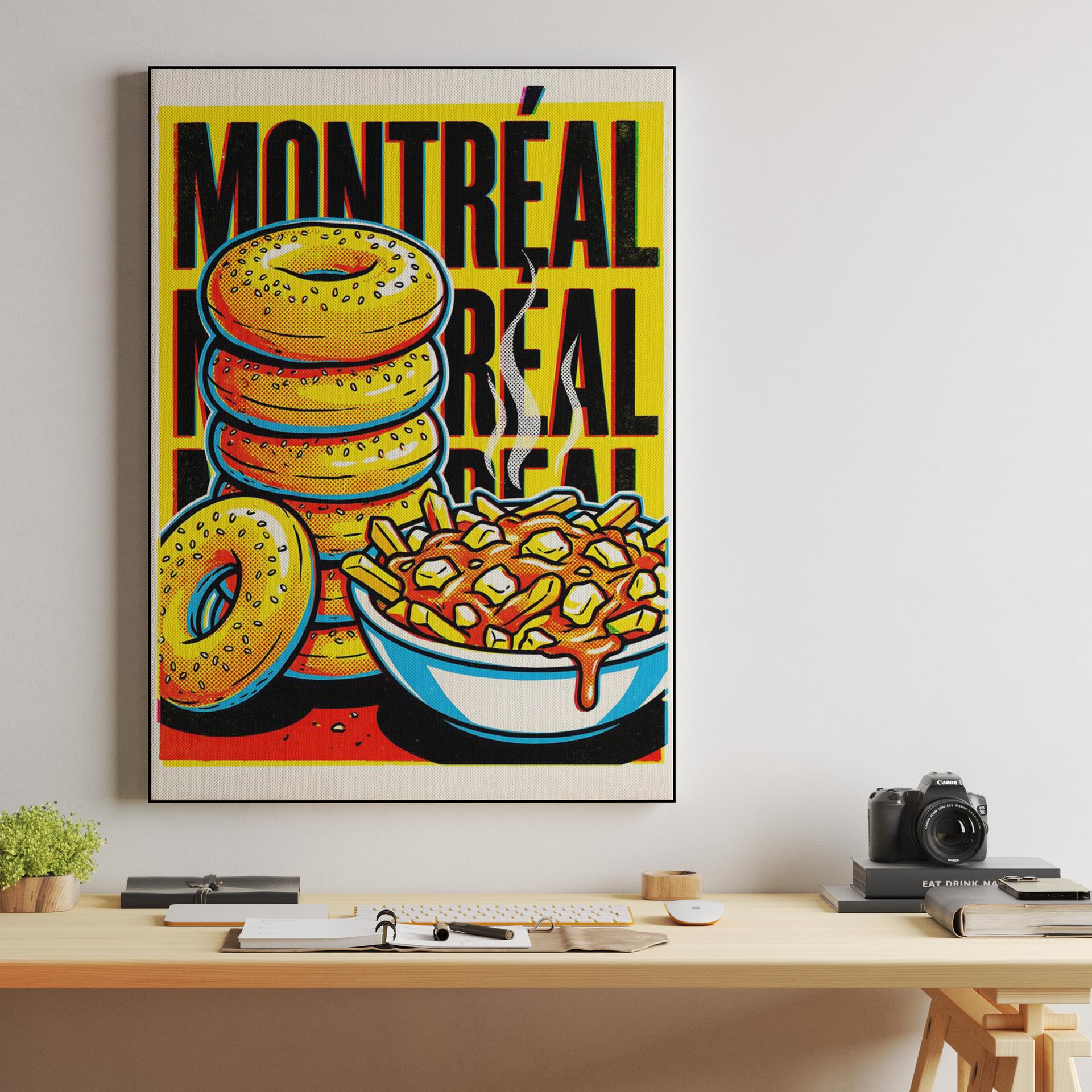 Montreal Comfort Food Pop Art: Bagels and Poutine