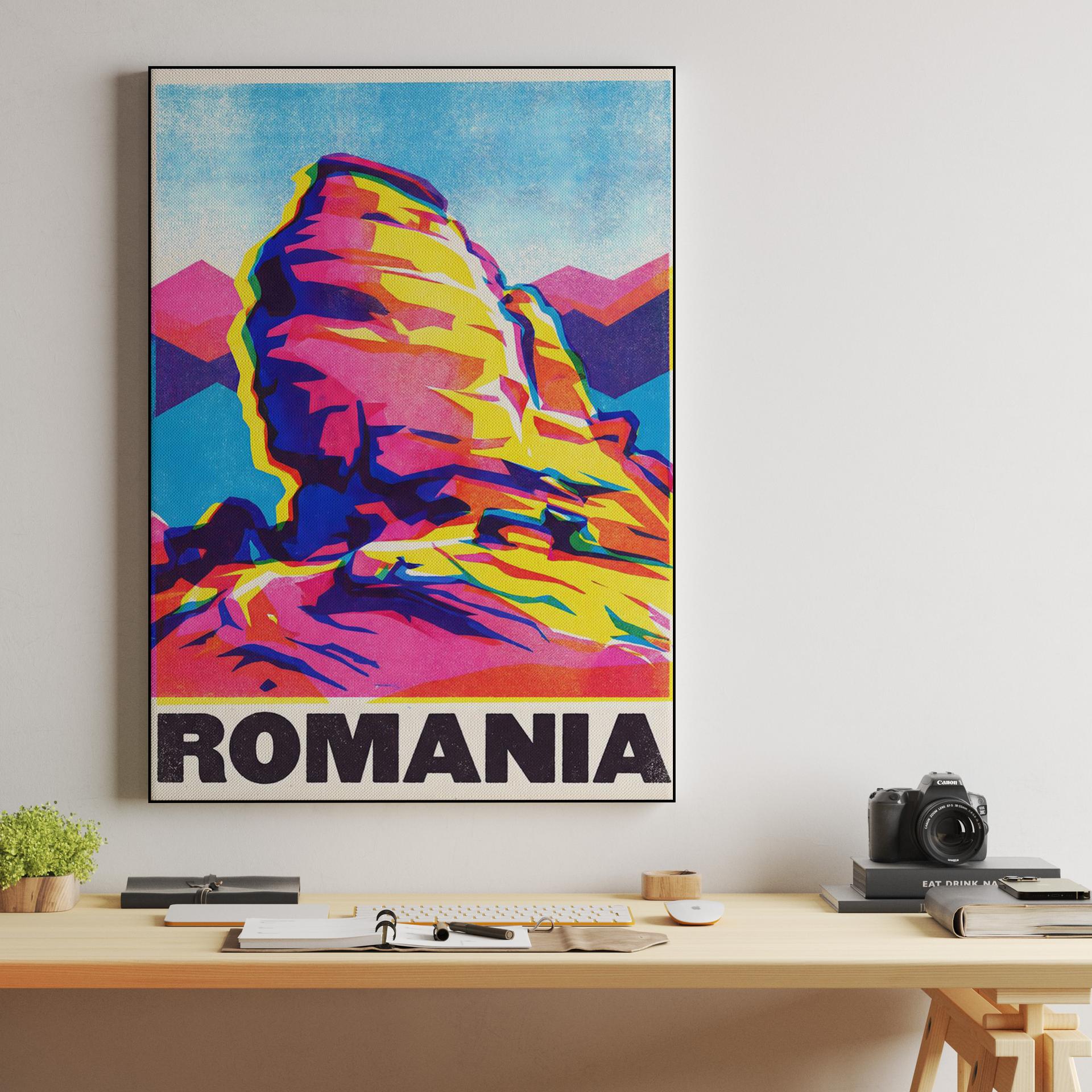 Pop Art Bucegi Sphinx: Romania Travel Poster