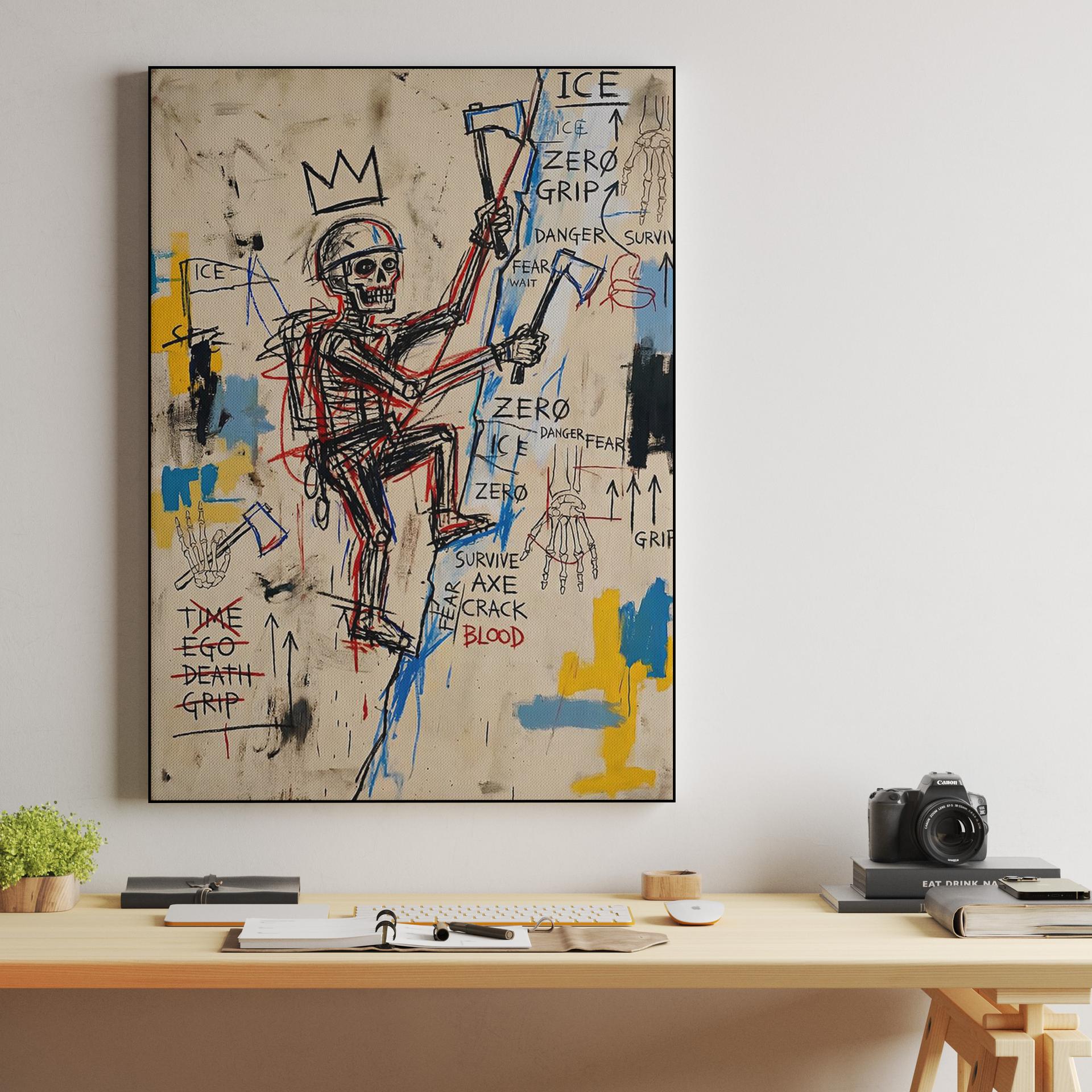 The Ascent of Ego: Basquiat Style Skeletal Climber