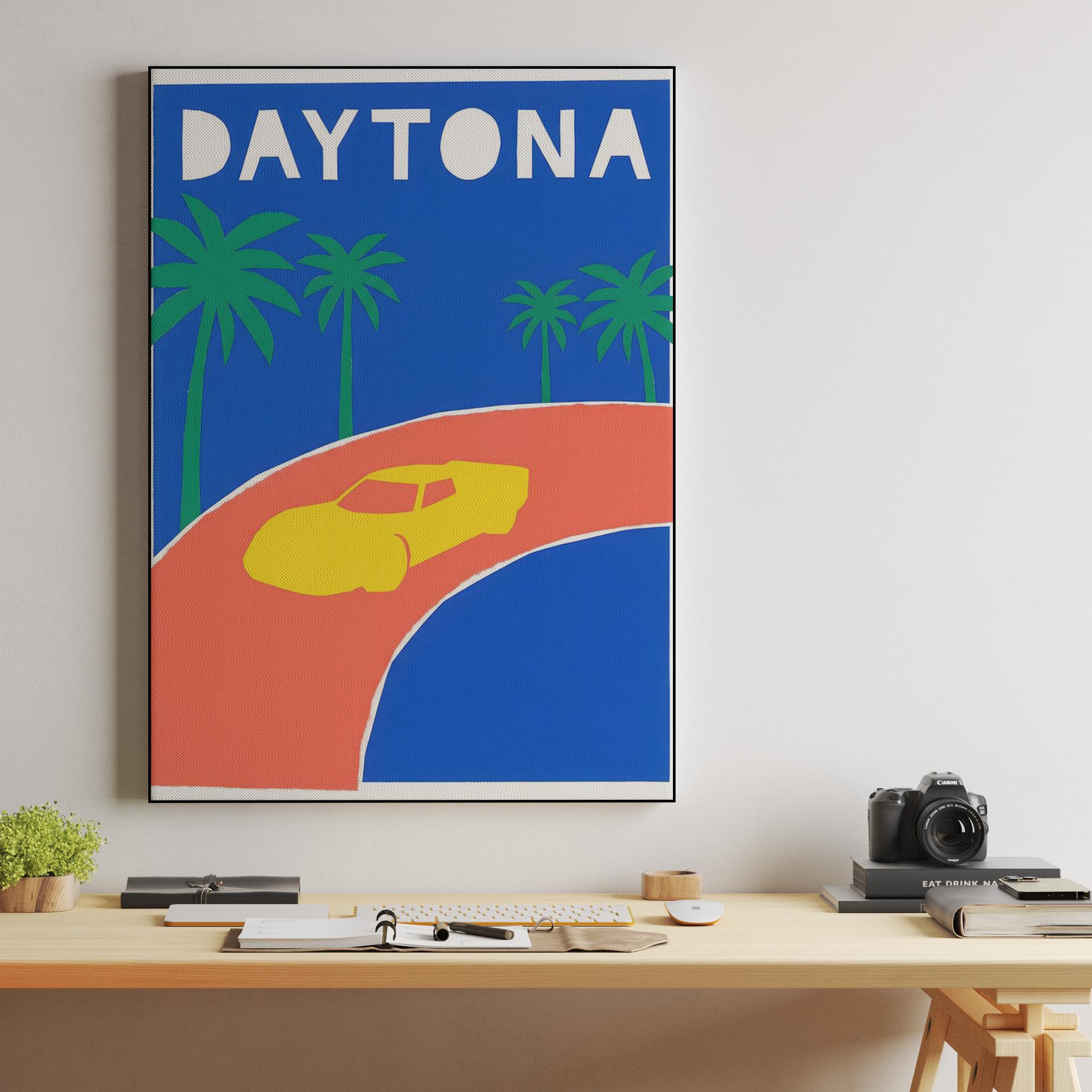 Daytona Sun: Minimalist Paper Cutout Race Poster