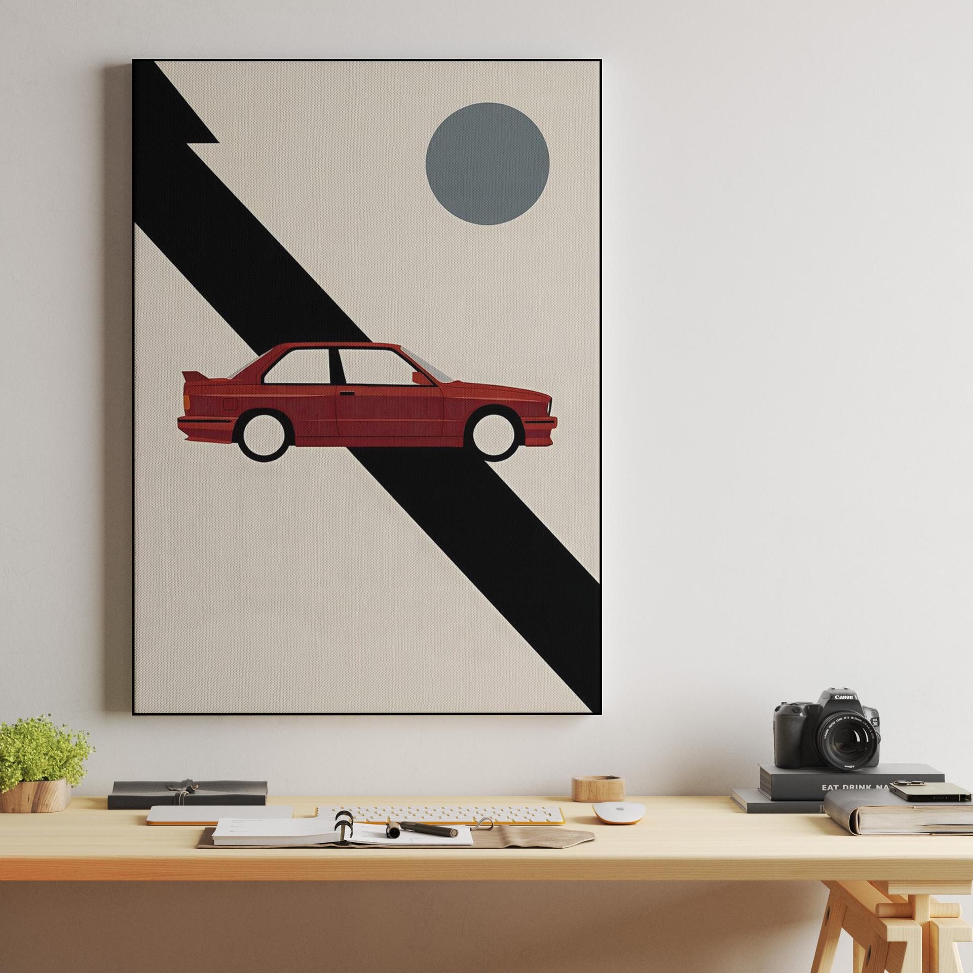 Red BMW E30 M3 Minimalist Graphic