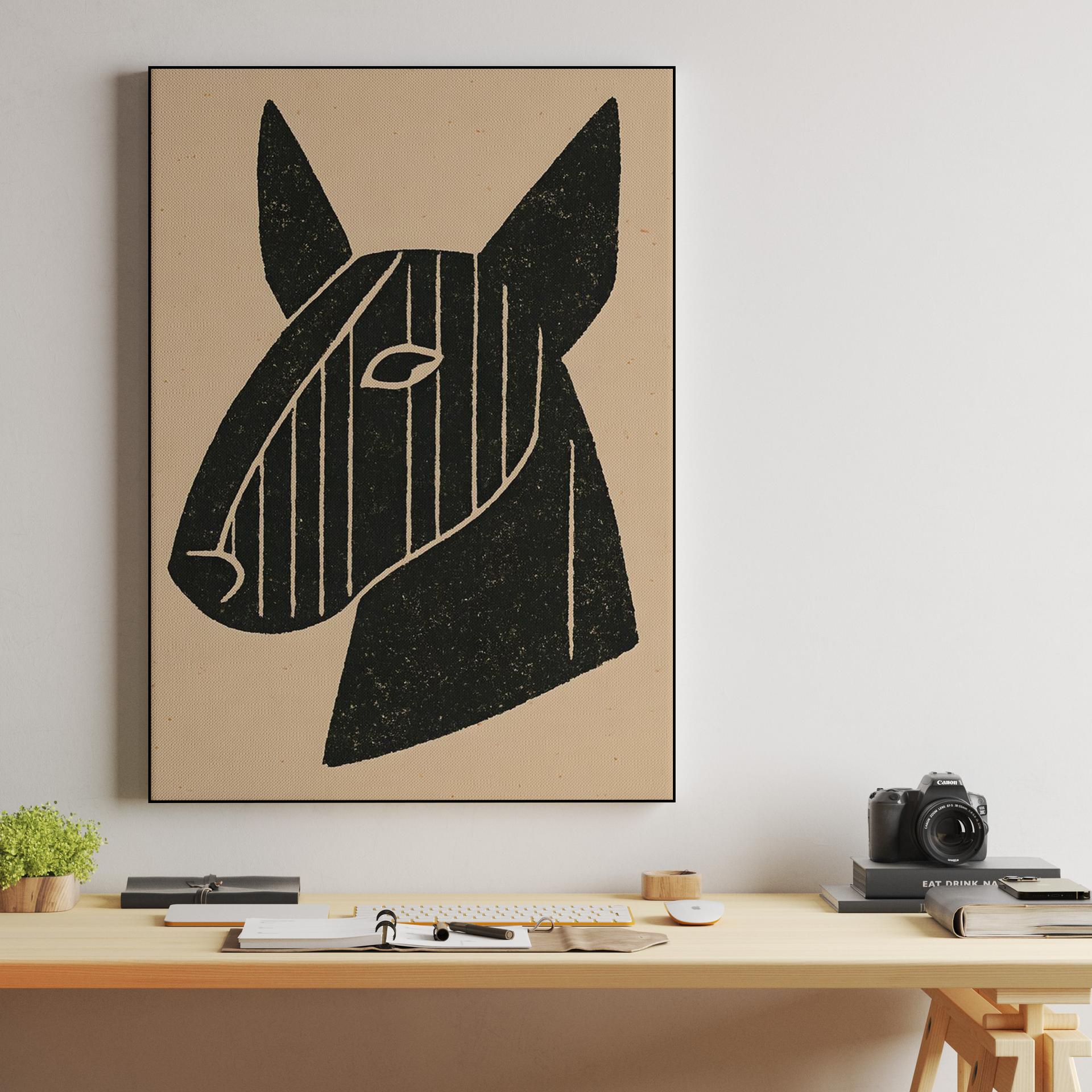 Woodcut Bull Terrier Profile