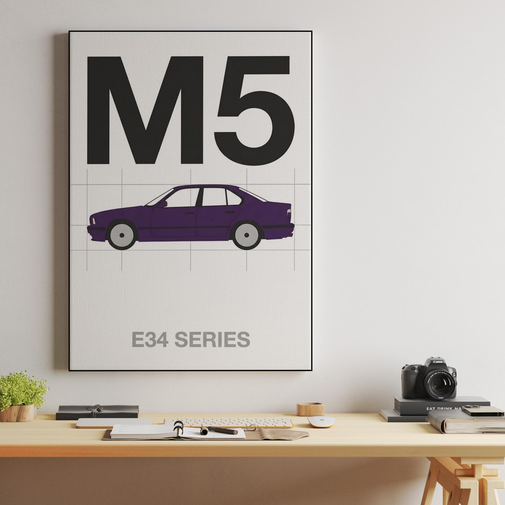 BMW E34 M5 Minimalist Purple Profile