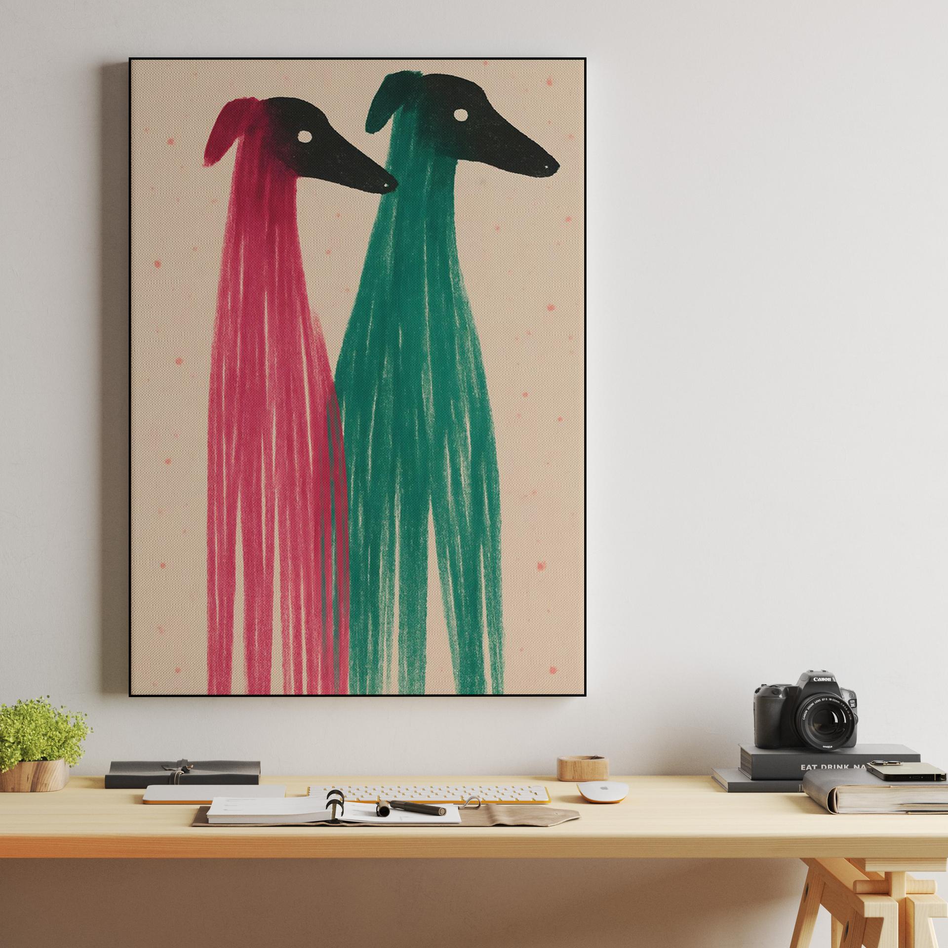 Whimsical Greyhound Duo