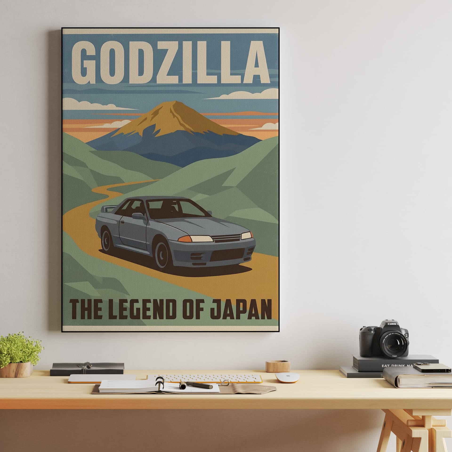 Nissan Skyline GT-R R32 Godzilla: The Legend of Japan Travel Poster