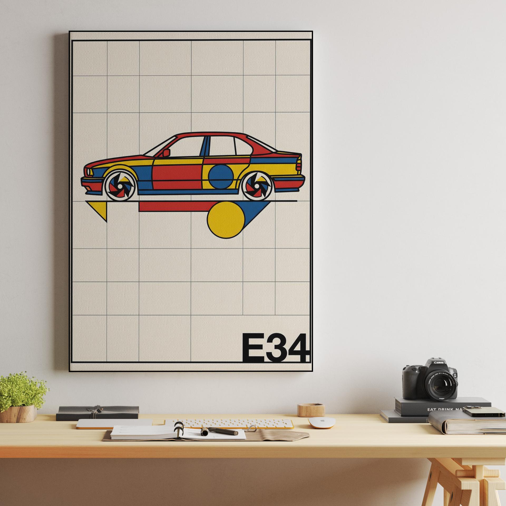 BMW E34: Bauhaus Grid Composition