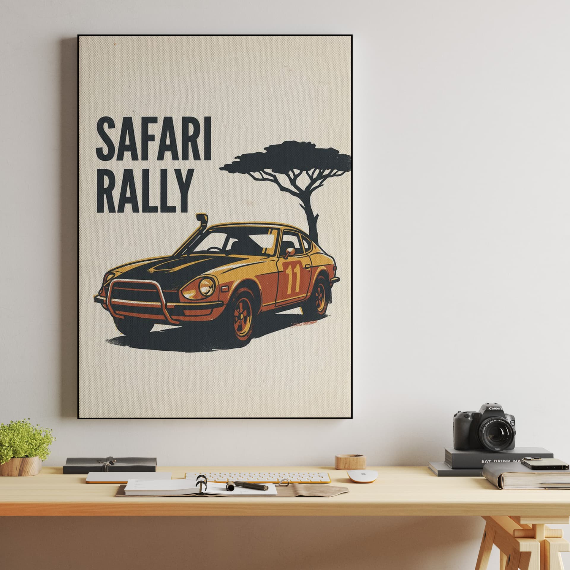 Datsun 240Z Safari Rally Minimalist Illustration