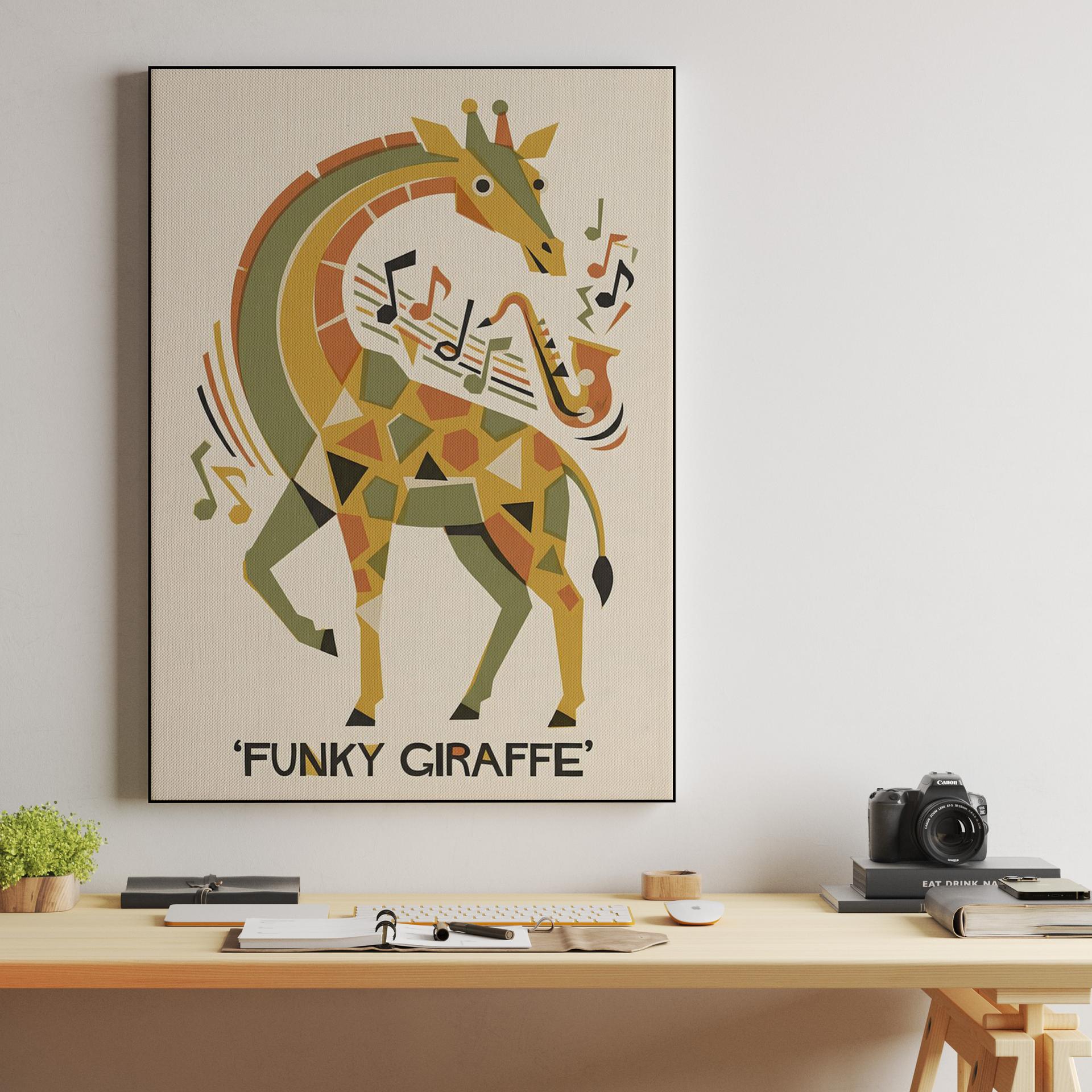 Funky Jazz Giraffe Geometric Poster