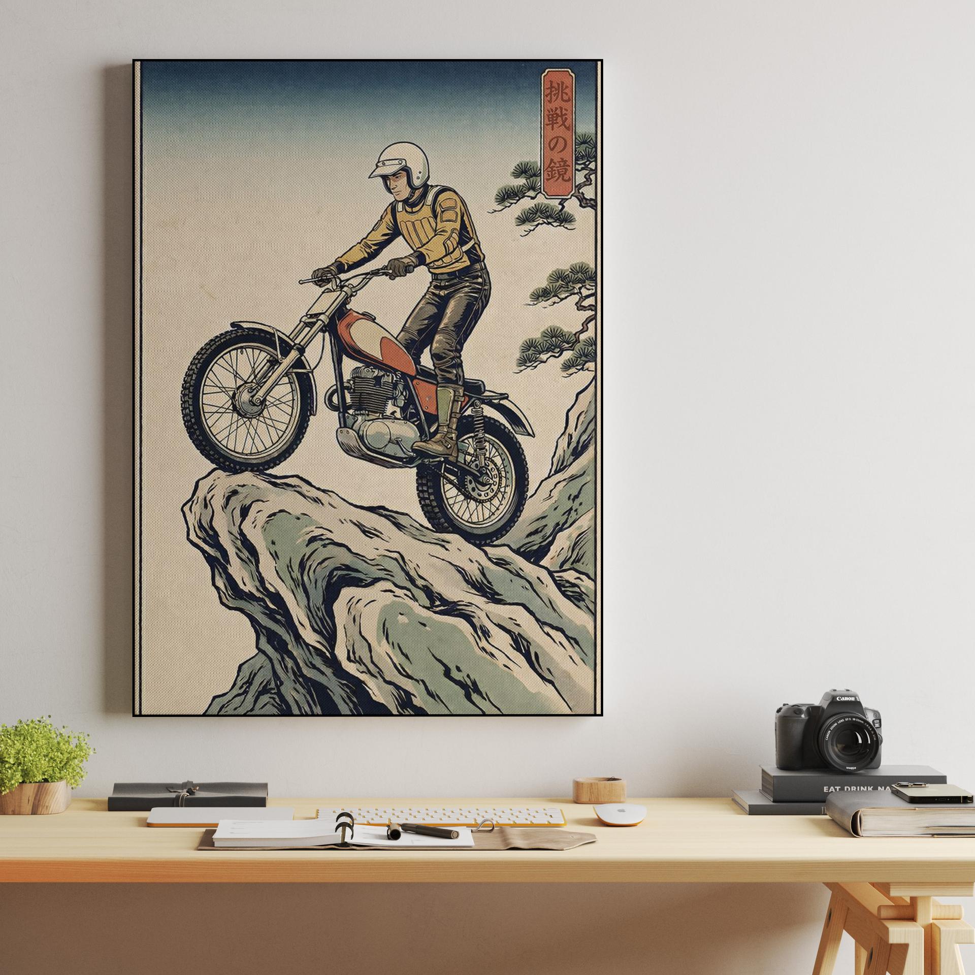 Zen of the Trail: Ukiyo-e Trials Motorcycle Illustration