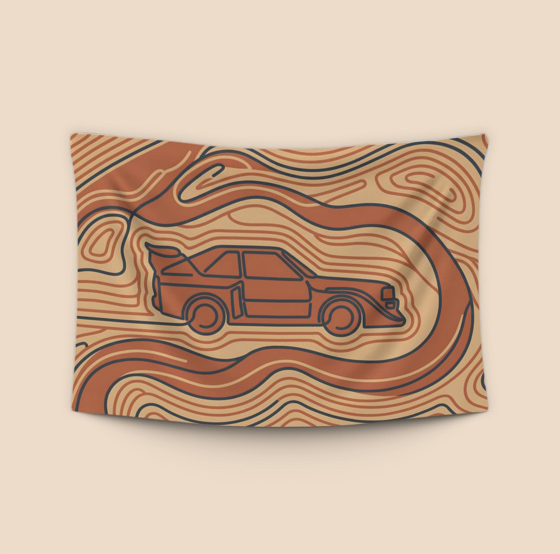 Audi Quattro S1: Topographic Line Art