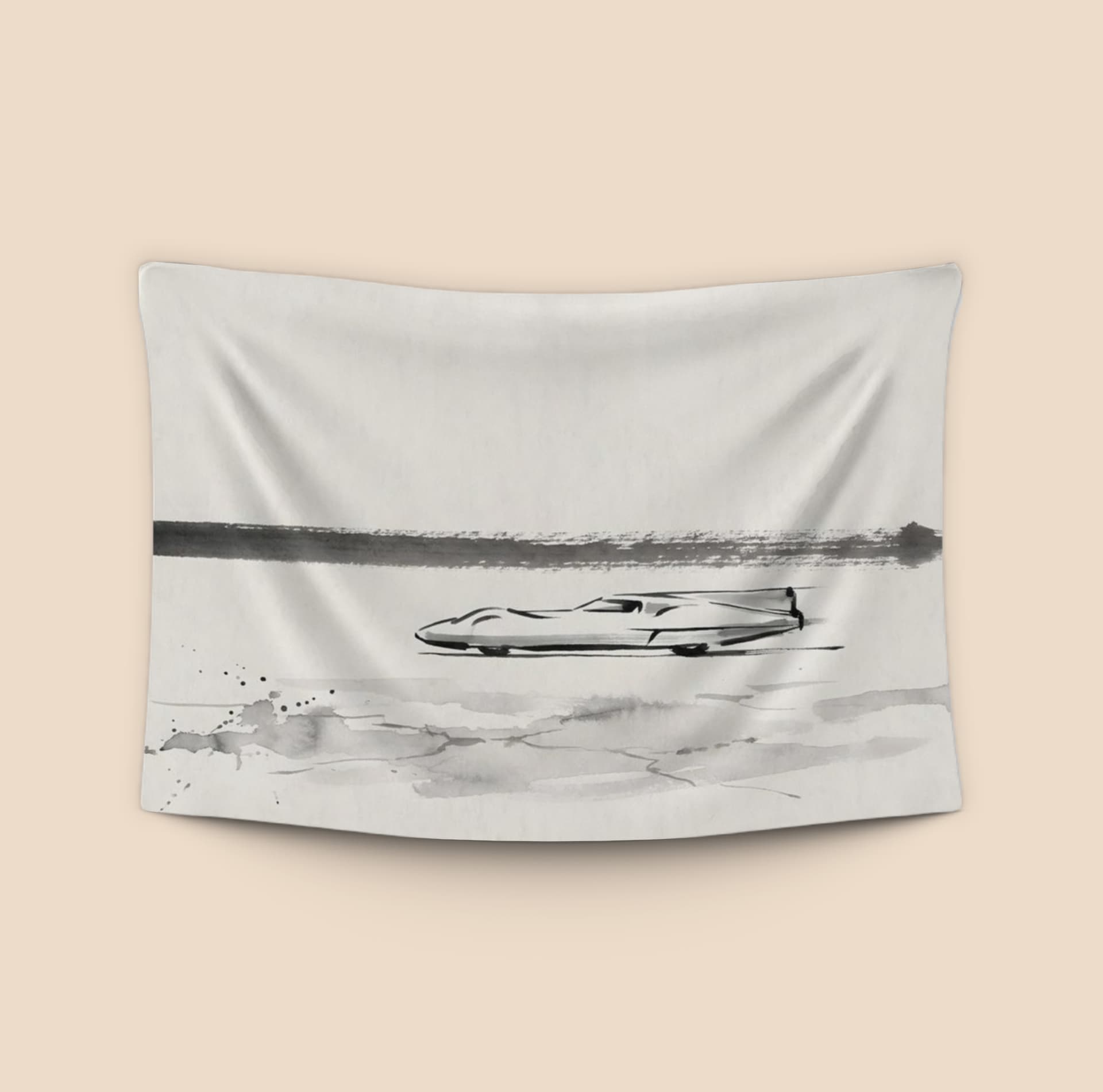 Zen Speed: Bonneville Streamliner Ink Wash