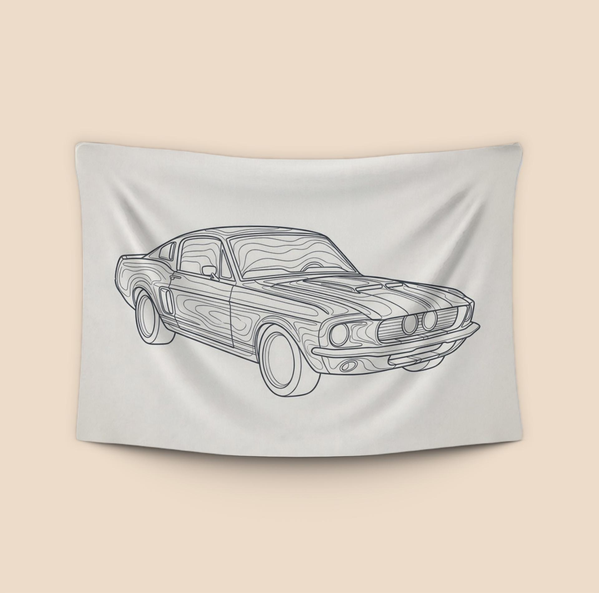 Shelby GT500: Organic Topographic Line Art