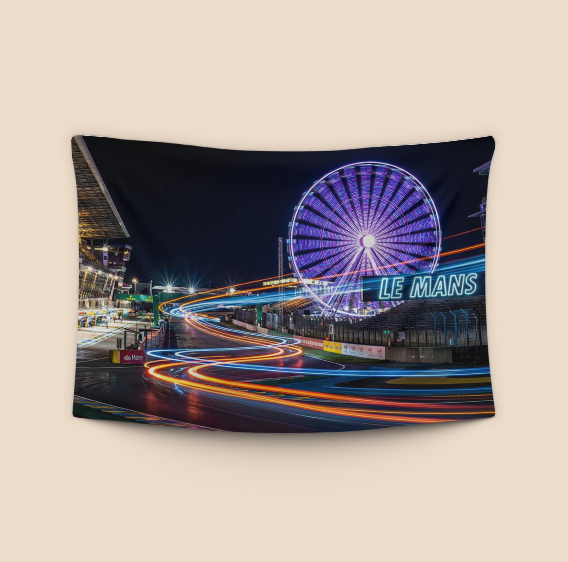 Le Mans Nocturnal Velocity: Light Trails at the Pit Straight