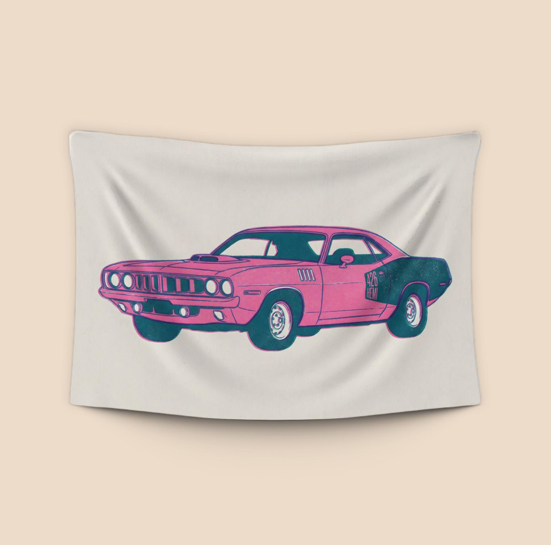 Plymouth Cuda 426 HEMI Risograph Print