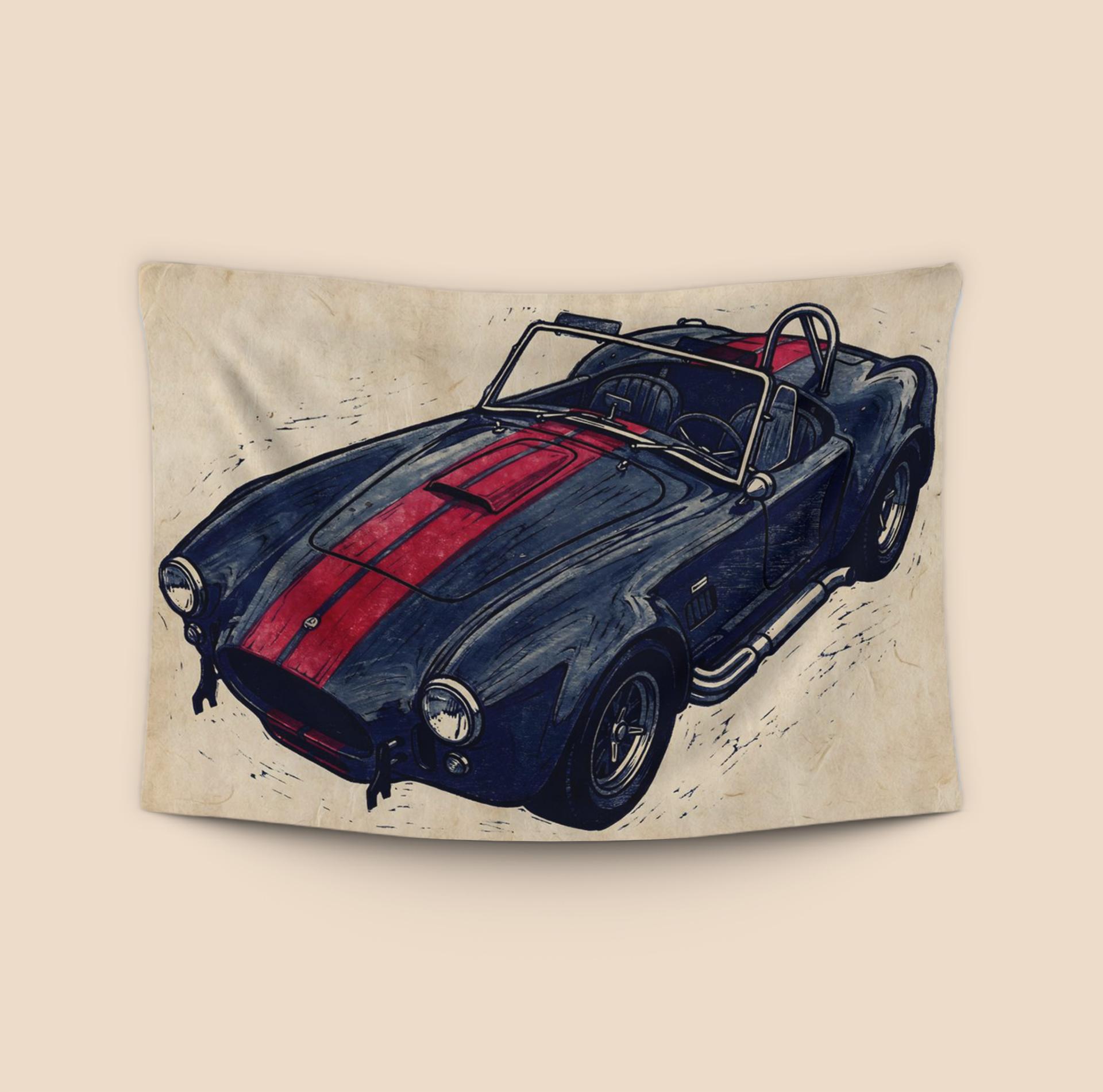 Shelby Cobra 427 Textured Linocut Study