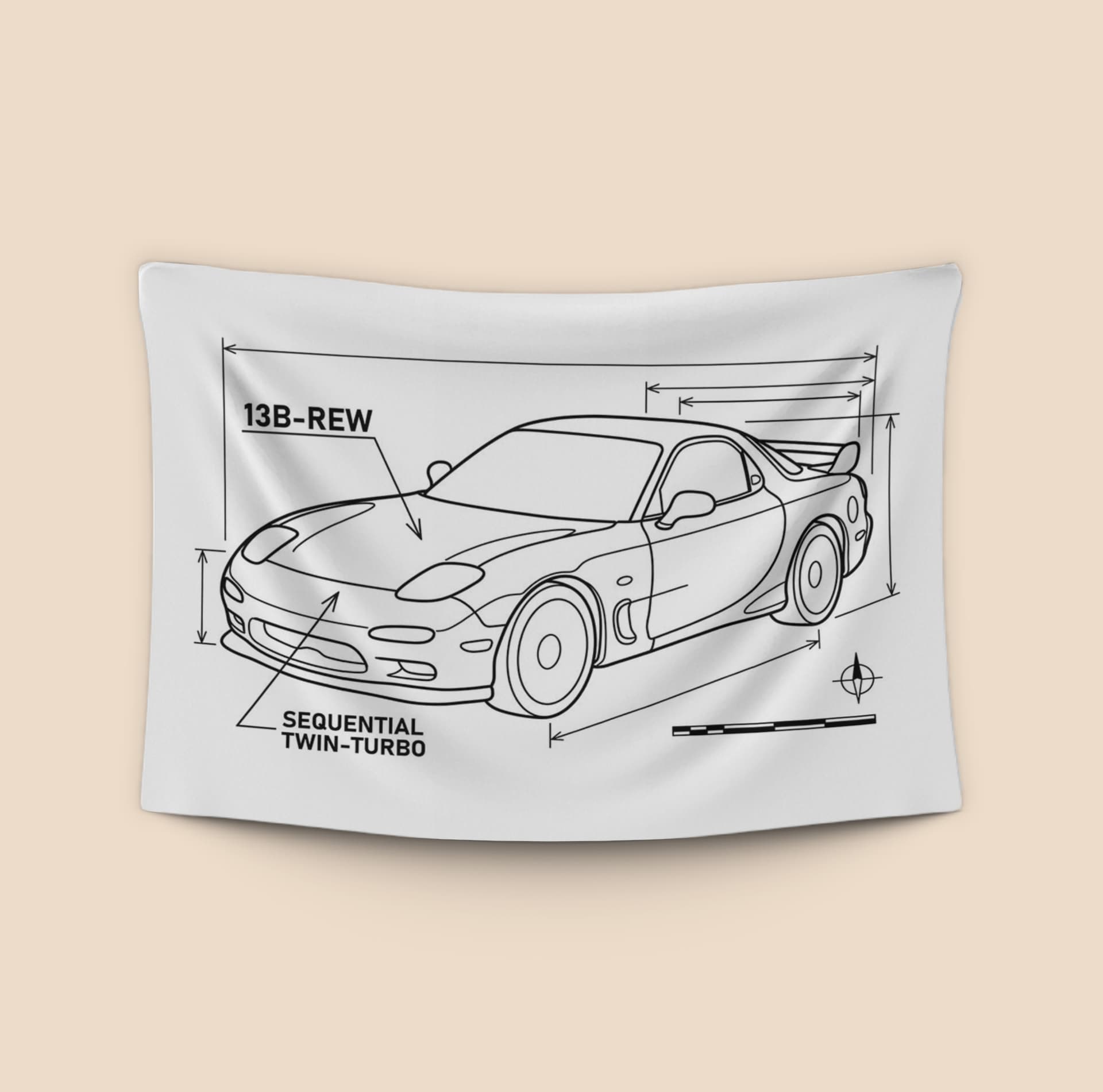 Mazda RX-7 FD: Technical Blueprint Illustration