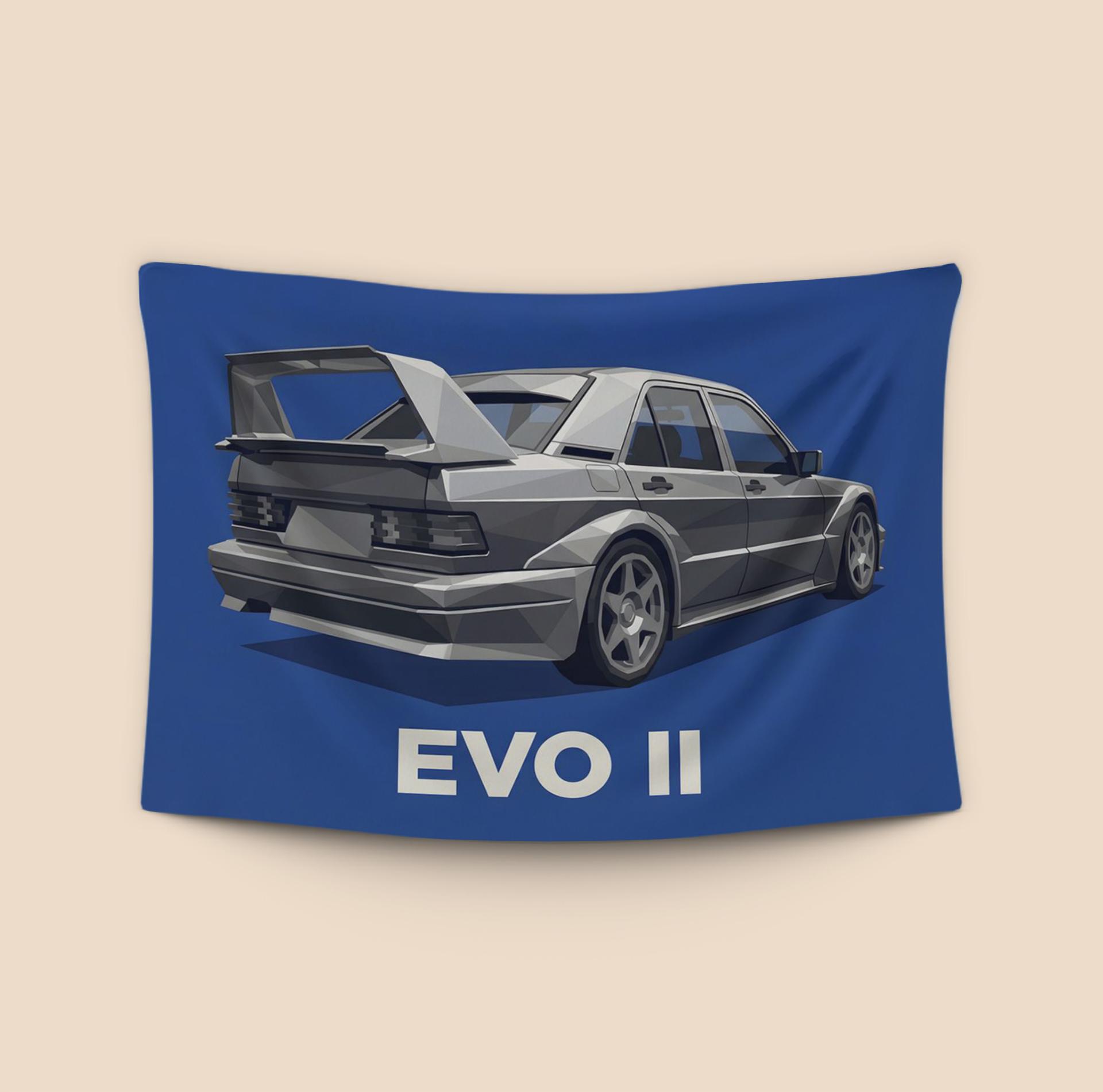 Mercedes 190E Evolution II Low Poly Blue