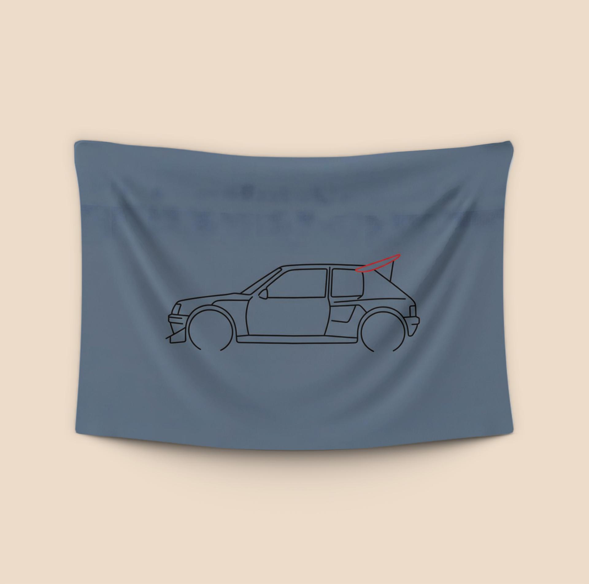 Group B Legend: Peugeot 205 T16 Minimalist Line Art