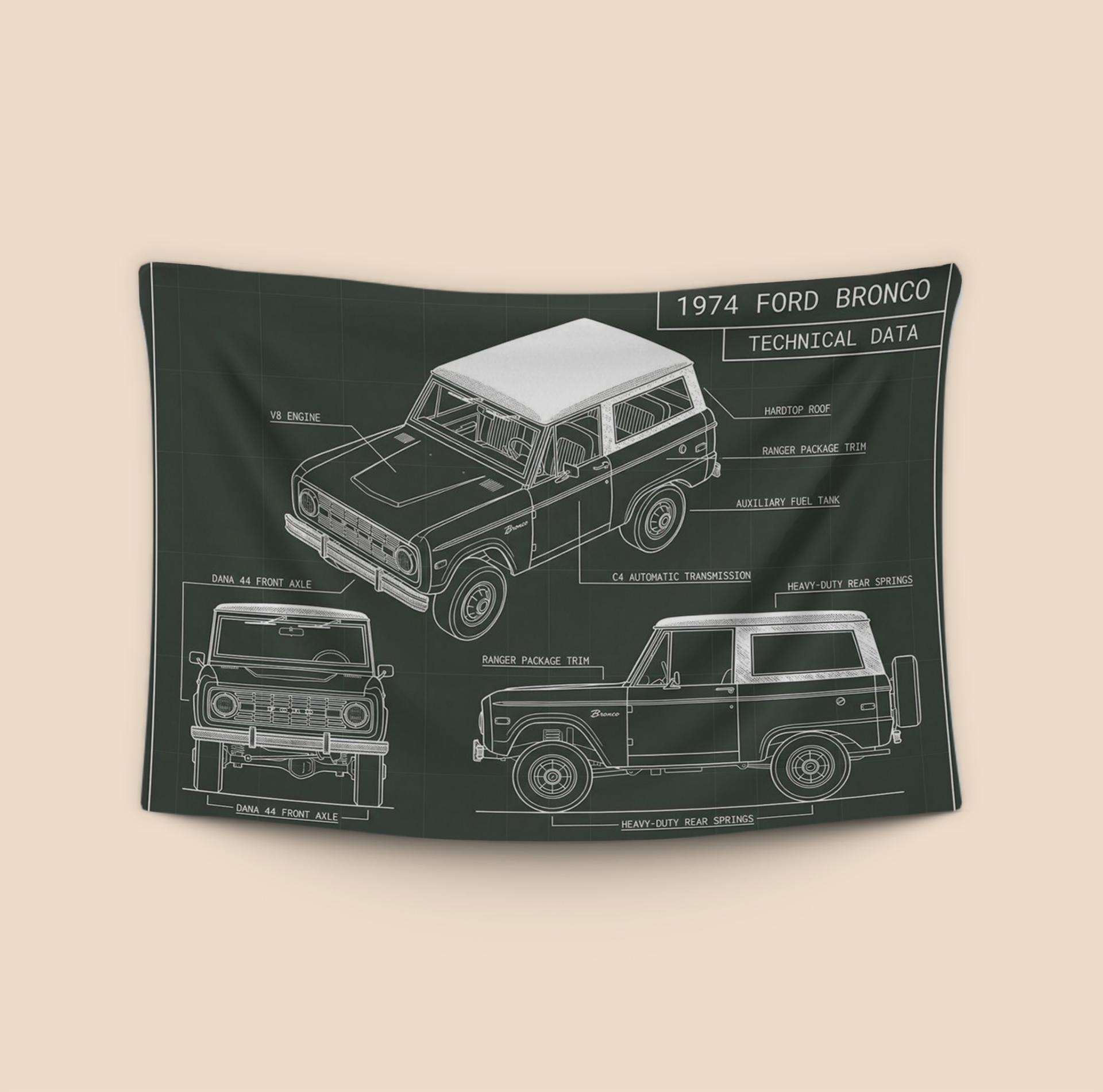 1974 Ford Bronco Ranger Technical Blueprint