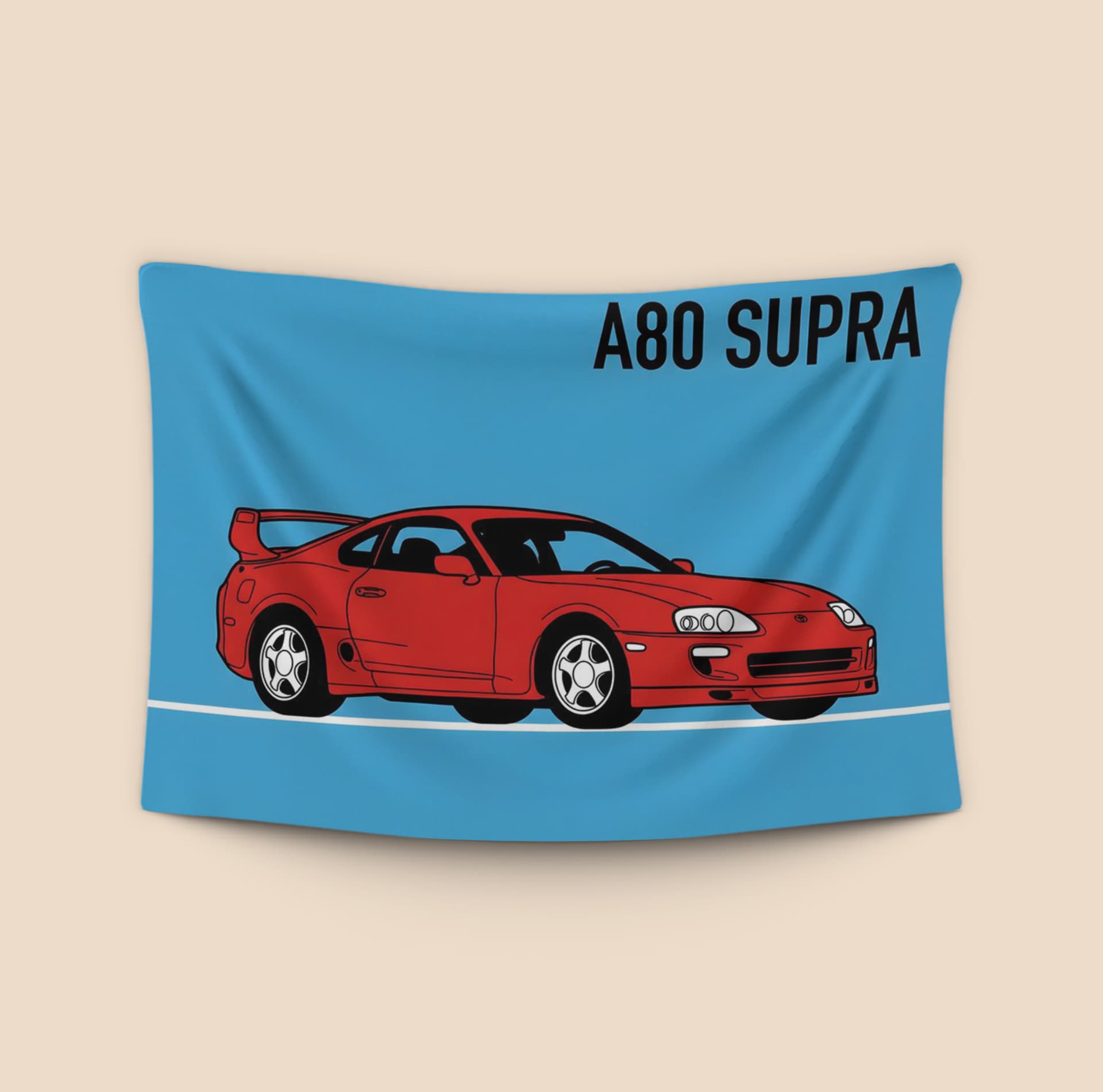 Red Legend: Toyota Supra A80 Minimalist Illustration
