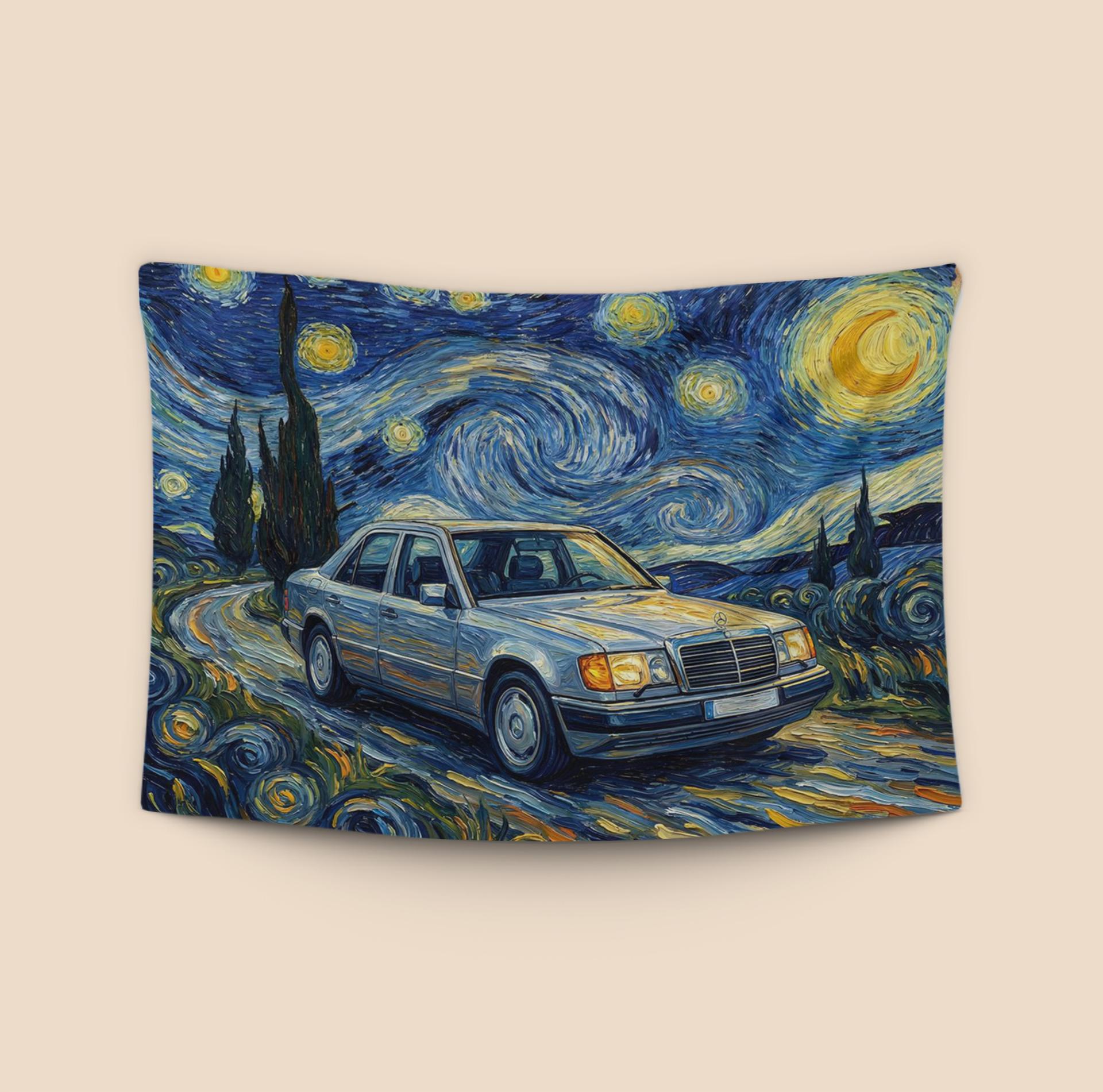 Starry Night Drive: Mercedes W124 Van Gogh Edition